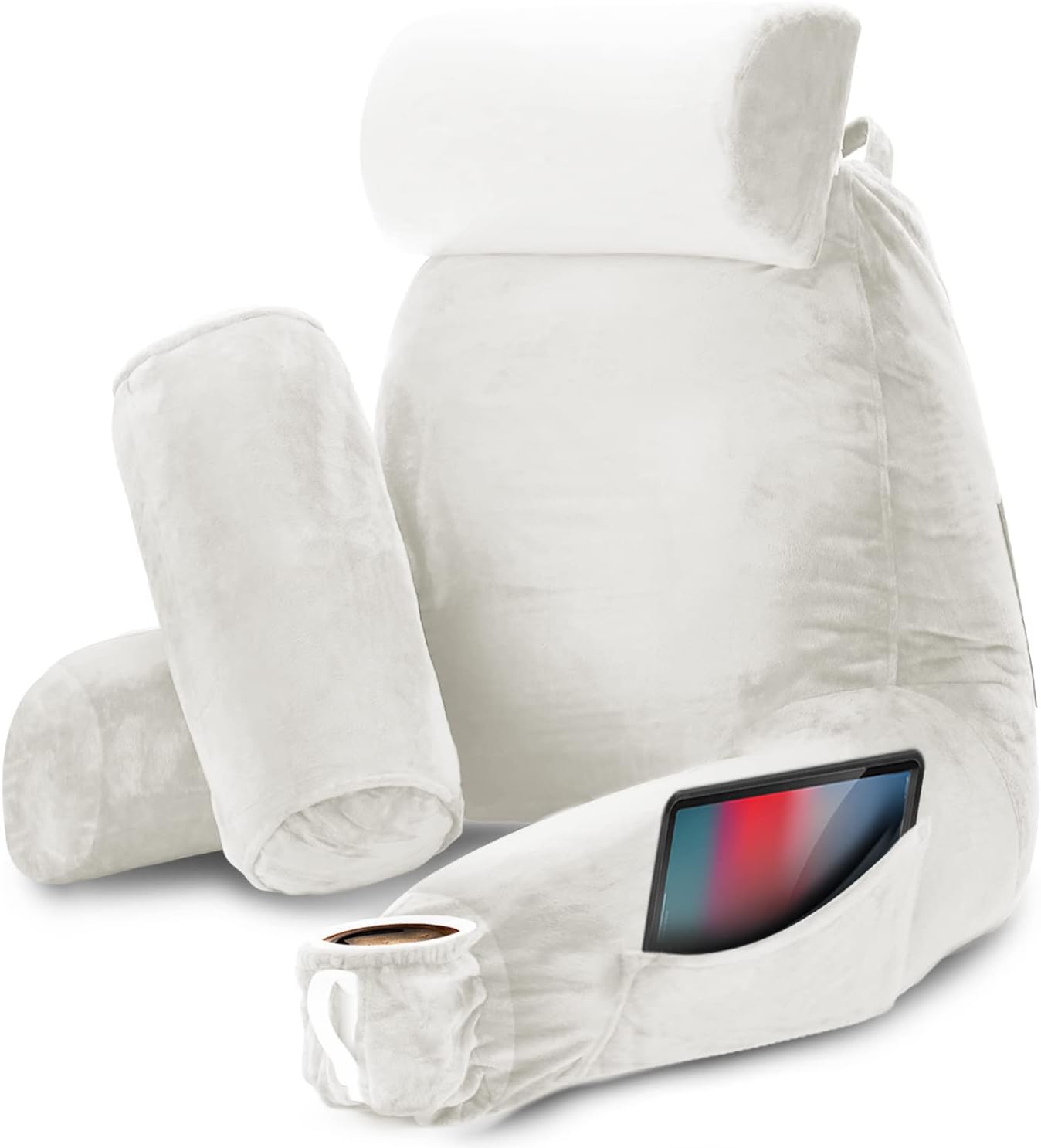 Nestl Reading Pillow with Shredded Memory Foam, Designed for Sitting Up in Bed and Couch, Back and Arms Adjustable Support for Adult & Teens Backrest Pillows for Reading, with Washable Cover Dark Grey