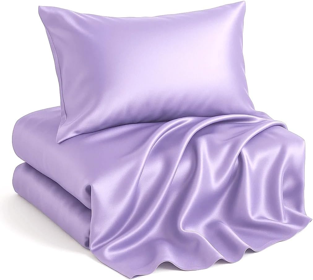 Casa Platino Satin Sheets King Size Set - 4 Pieces - Soft Like Silk - 1 Deep Pocket Fitted Sheet, 1 Flat Sheet & 2 King Pillowcases - Beneficial for Hair & Skin - Wrinke Free - White Bed Sheets Set