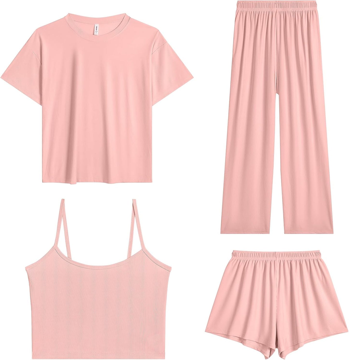 Women's Pajamas Set - Ice Silk Four-Piece Pajama Set Sexy Pajamas Loungewear