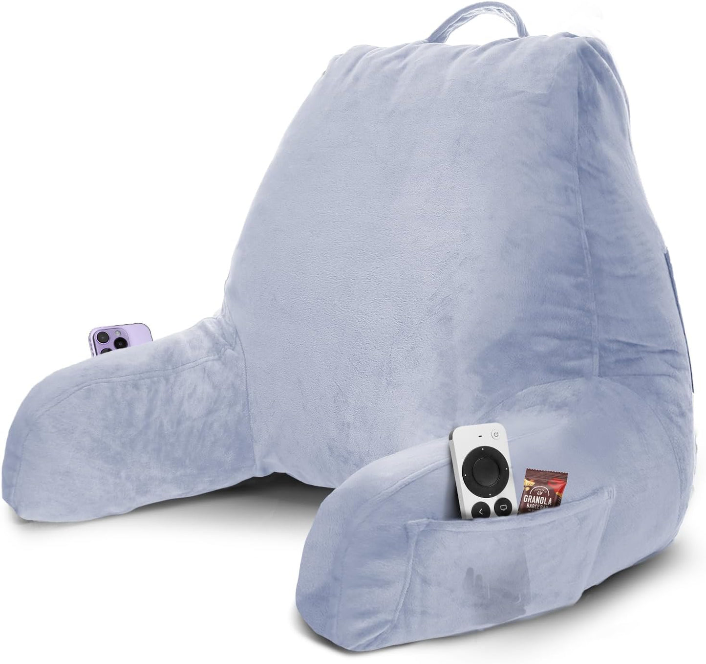Nestl Reading Pillow with Shredded Memory Foam, Designed for Sitting Up in Bed and Couch, Back and Arms Adjustable Support for Adult & Teens Backrest Pillows for Reading, with Washable Cover Dark Grey