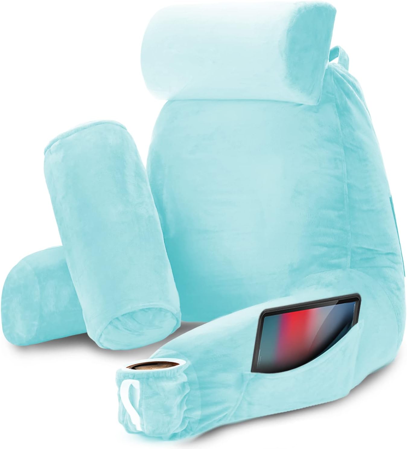 Nestl Reading Pillow with Shredded Memory Foam, Designed for Sitting Up in Bed and Couch, Back and Arms Adjustable Support for Adult & Teens Backrest Pillows for Reading, with Washable Cover Dark Grey