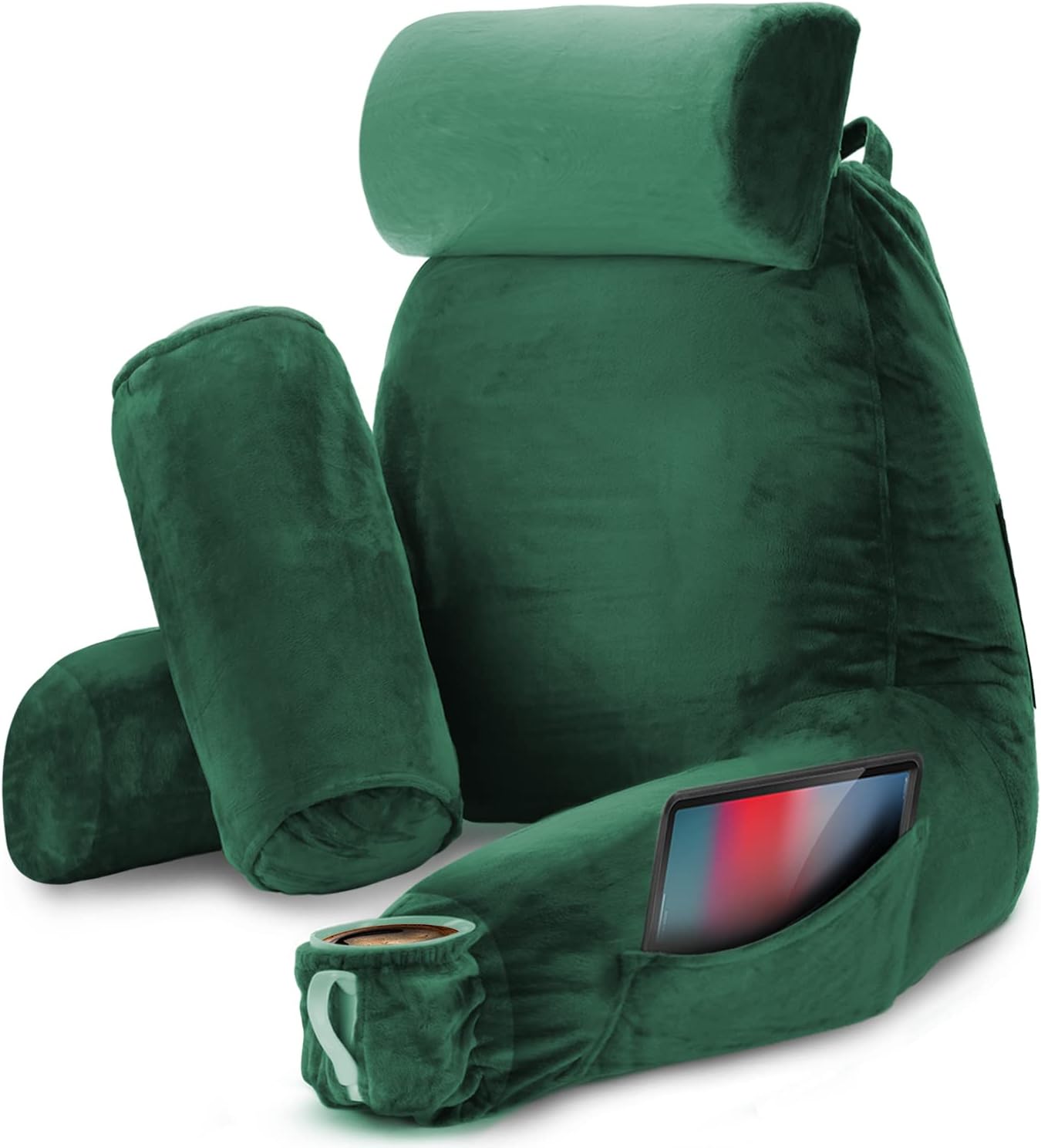 Nestl Reading Pillow with Shredded Memory Foam, Designed for Sitting Up in Bed and Couch, Back and Arms Adjustable Support for Adult & Teens Backrest Pillows for Reading, with Washable Cover Dark Grey