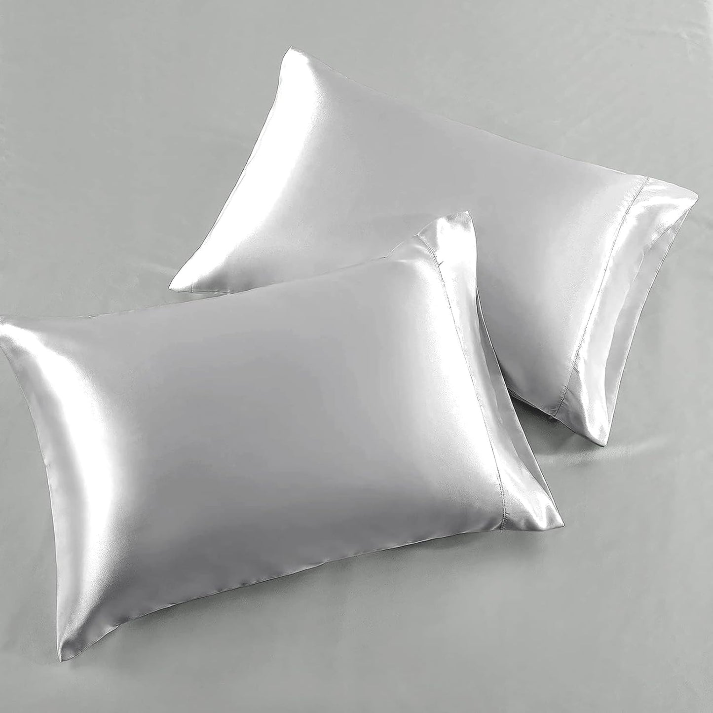 Pure Eco Silk Satin BedSheet Set 4 Piece Full XL Size (54x80)+ 16 Inch Deep Pocket White Color Cooling Soft and Silk Satin Sheets Full XL Size Bedding Set
