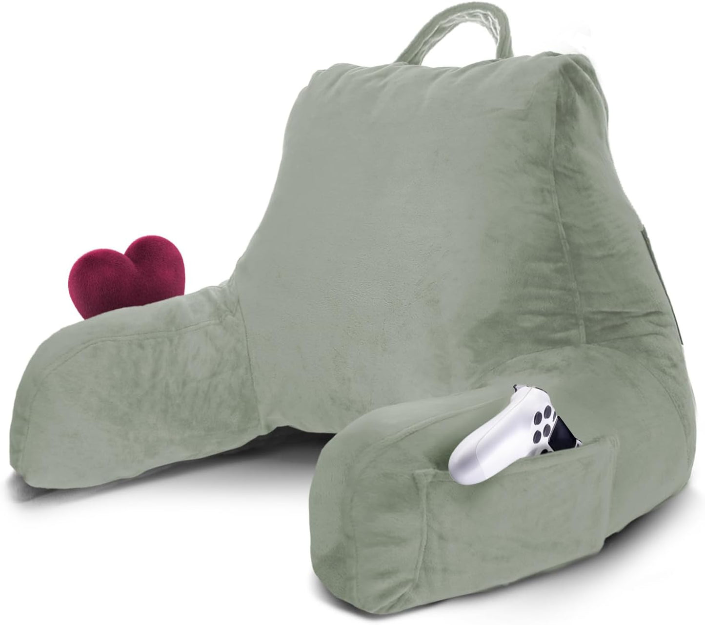 Nestl Reading Pillow with Shredded Memory Foam, Designed for Sitting Up in Bed and Couch, Back and Arms Adjustable Support for Adult & Teens Backrest Pillows for Reading, with Washable Cover Dark Grey