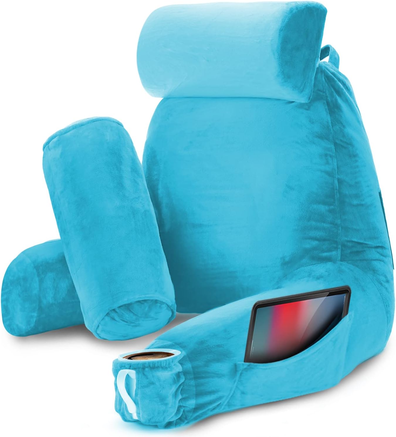 Nestl Reading Pillow with Shredded Memory Foam, Designed for Sitting Up in Bed and Couch, Back and Arms Adjustable Support for Adult & Teens Backrest Pillows for Reading, with Washable Cover Dark Grey