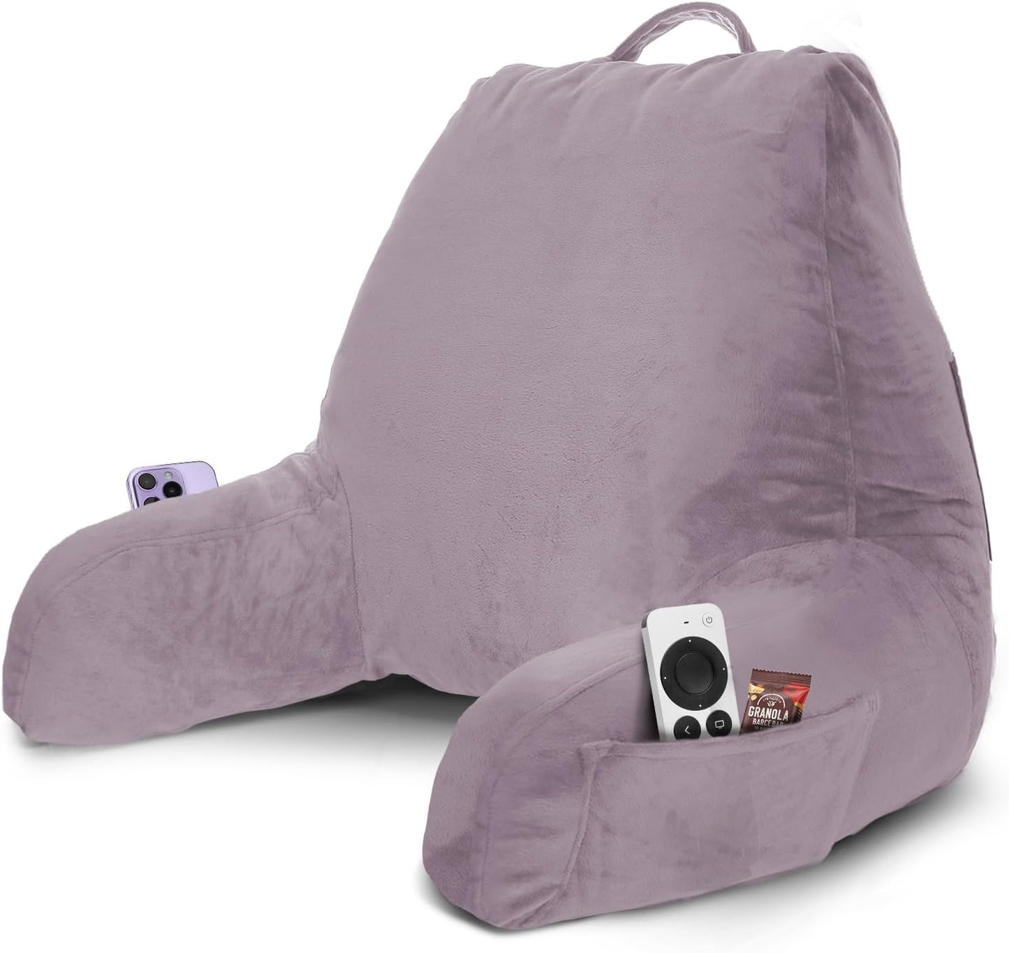 Nestl Reading Pillow with Shredded Memory Foam, Designed for Sitting Up in Bed and Couch, Back and Arms Adjustable Support for Adult & Teens Backrest Pillows for Reading, with Washable Cover Dark Grey