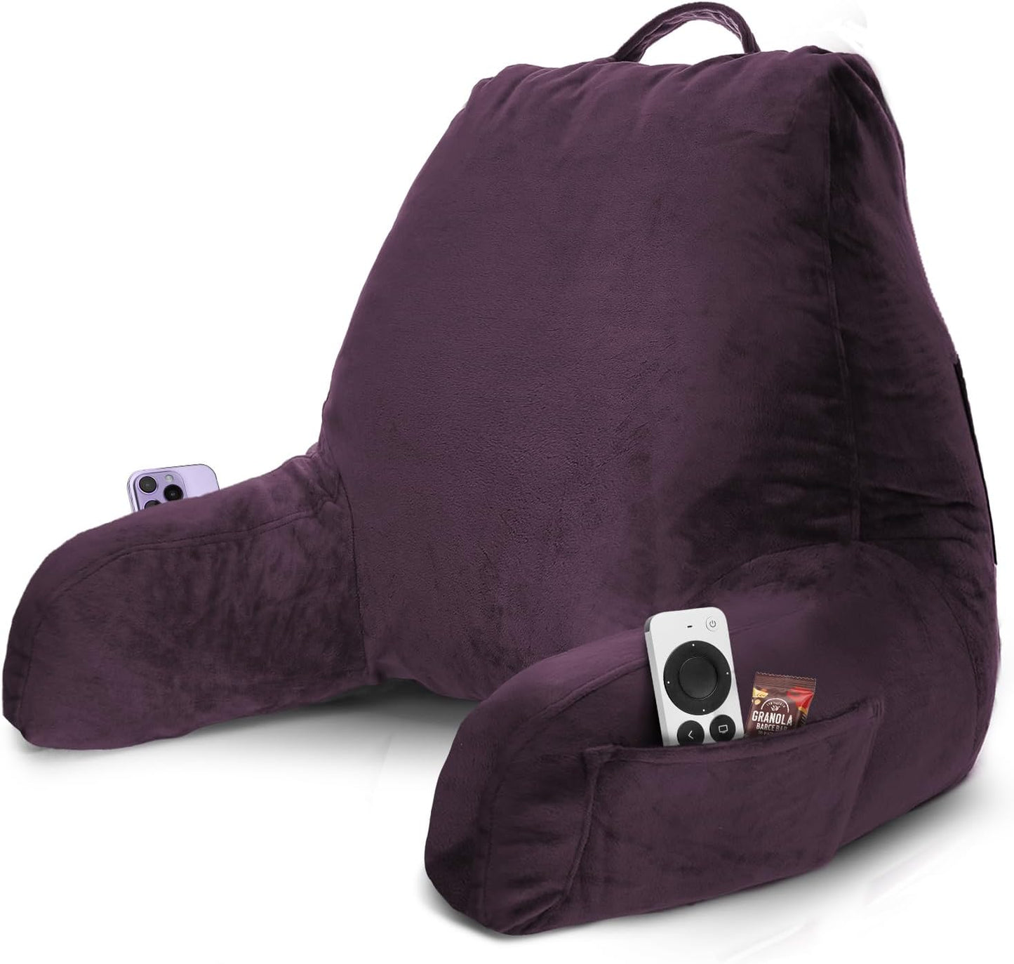 Nestl Reading Pillow with Shredded Memory Foam, Designed for Sitting Up in Bed and Couch, Back and Arms Adjustable Support for Adult & Teens Backrest Pillows for Reading, with Washable Cover Dark Grey