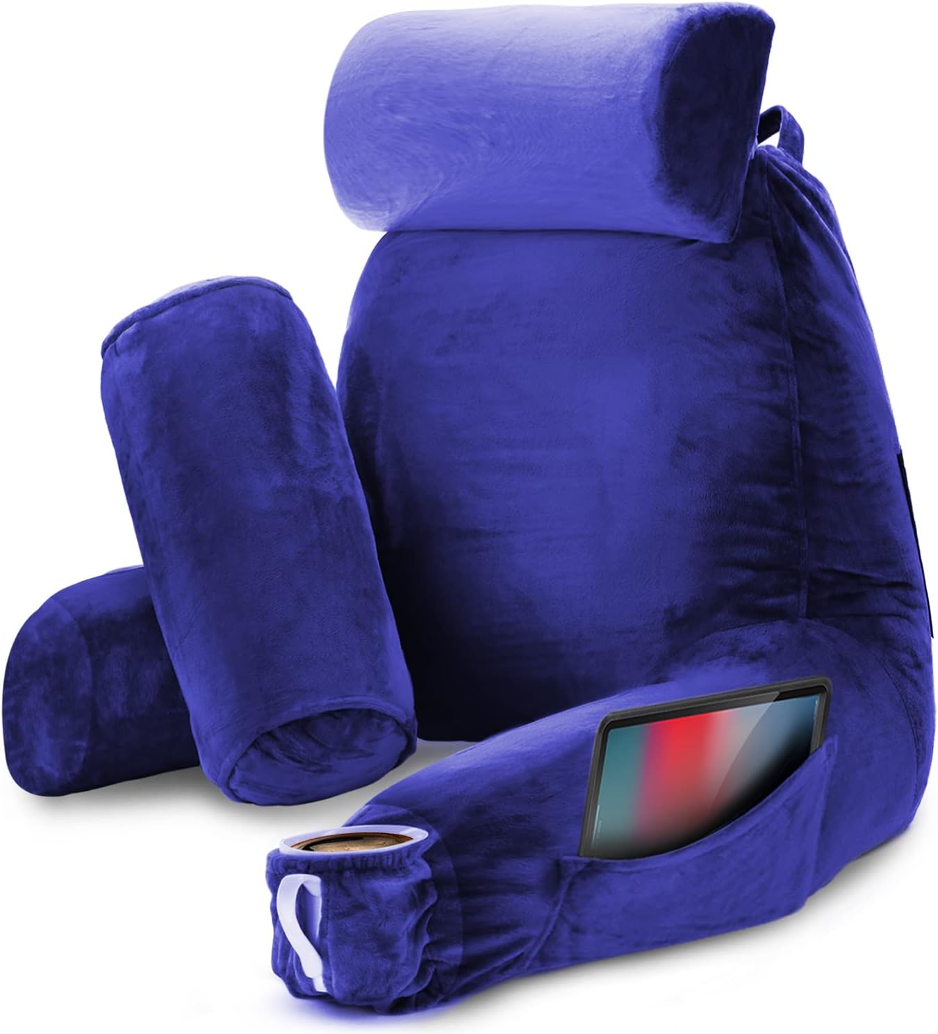 Nestl Reading Pillow with Shredded Memory Foam, Designed for Sitting Up in Bed and Couch, Back and Arms Adjustable Support for Adult & Teens Backrest Pillows for Reading, with Washable Cover Dark Grey
