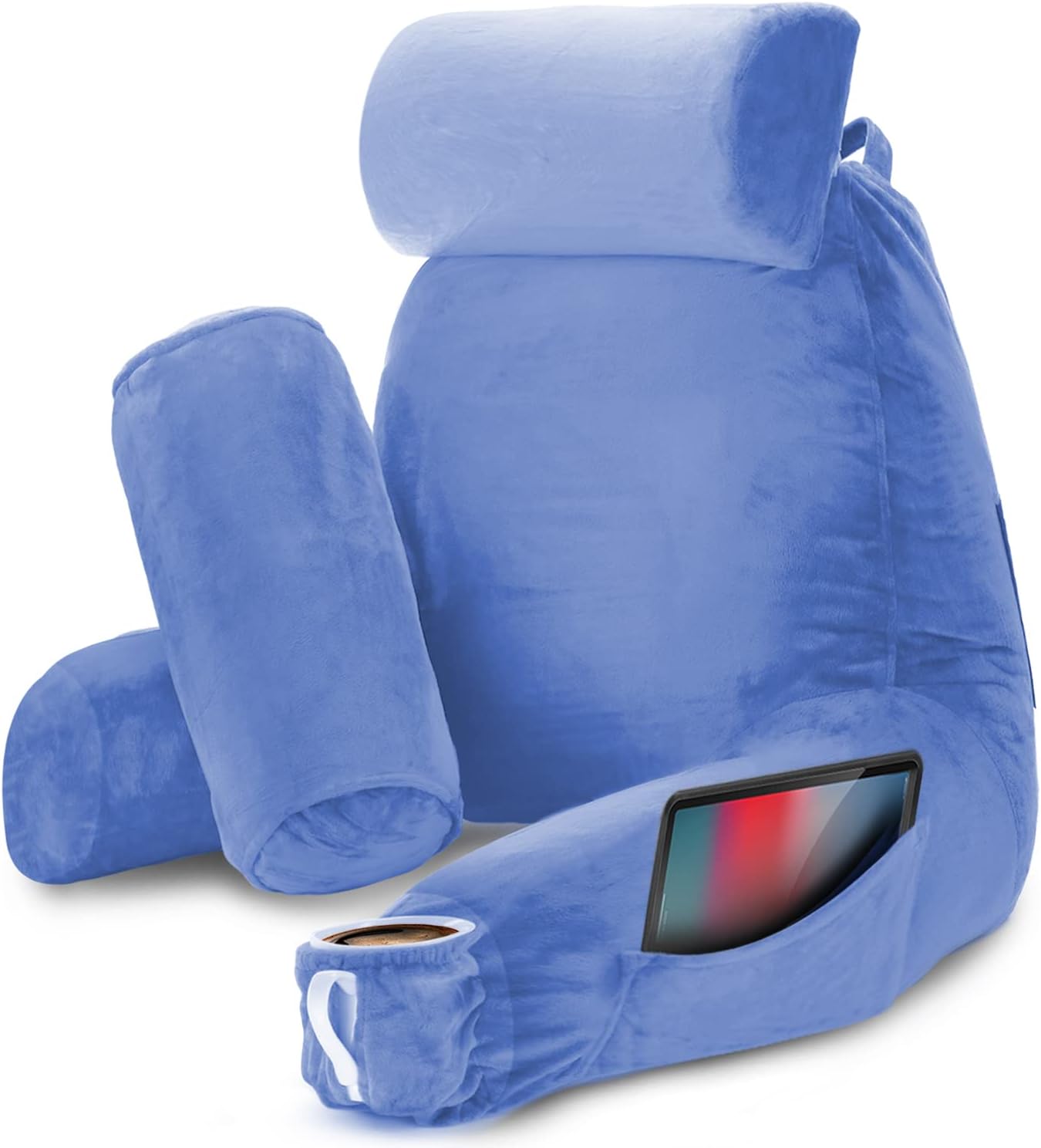 Nestl Reading Pillow with Shredded Memory Foam, Designed for Sitting Up in Bed and Couch, Back and Arms Adjustable Support for Adult & Teens Backrest Pillows for Reading, with Washable Cover Dark Grey