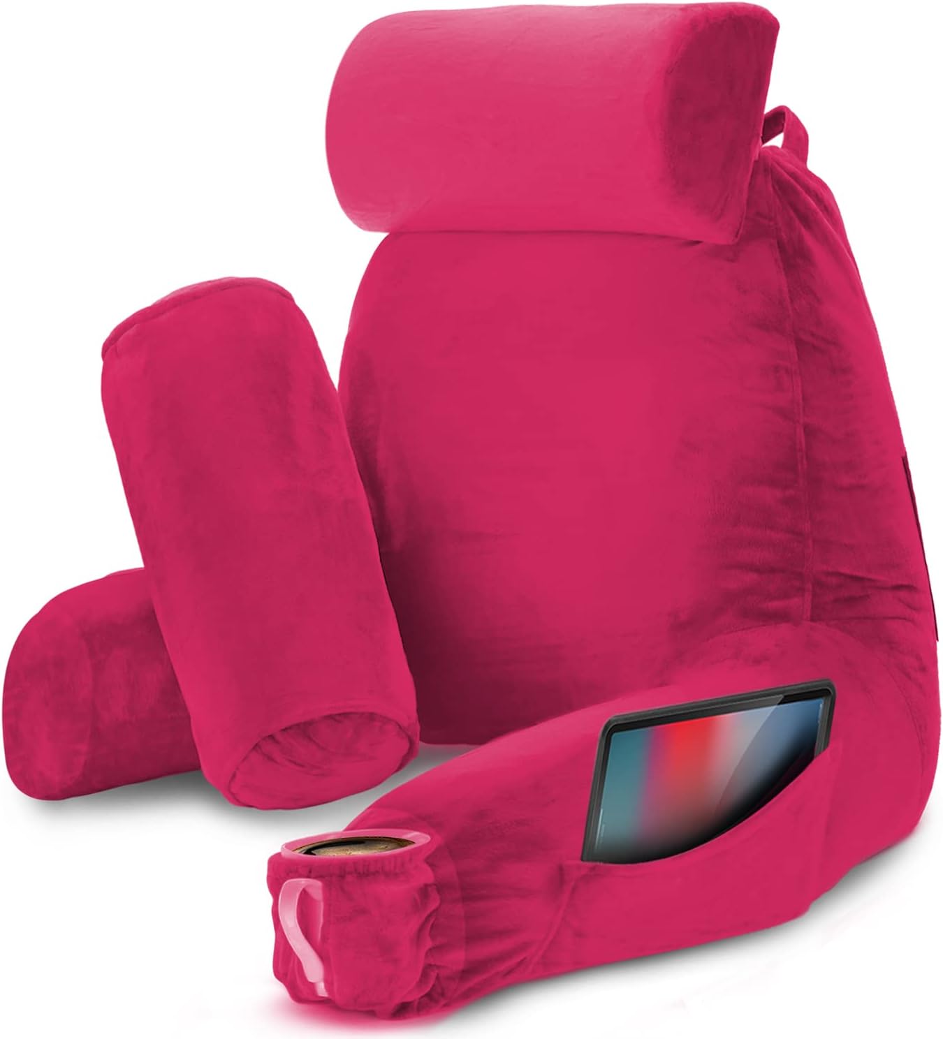 Nestl Reading Pillow with Shredded Memory Foam, Designed for Sitting Up in Bed and Couch, Back and Arms Adjustable Support for Adult & Teens Backrest Pillows for Reading, with Washable Cover Dark Grey