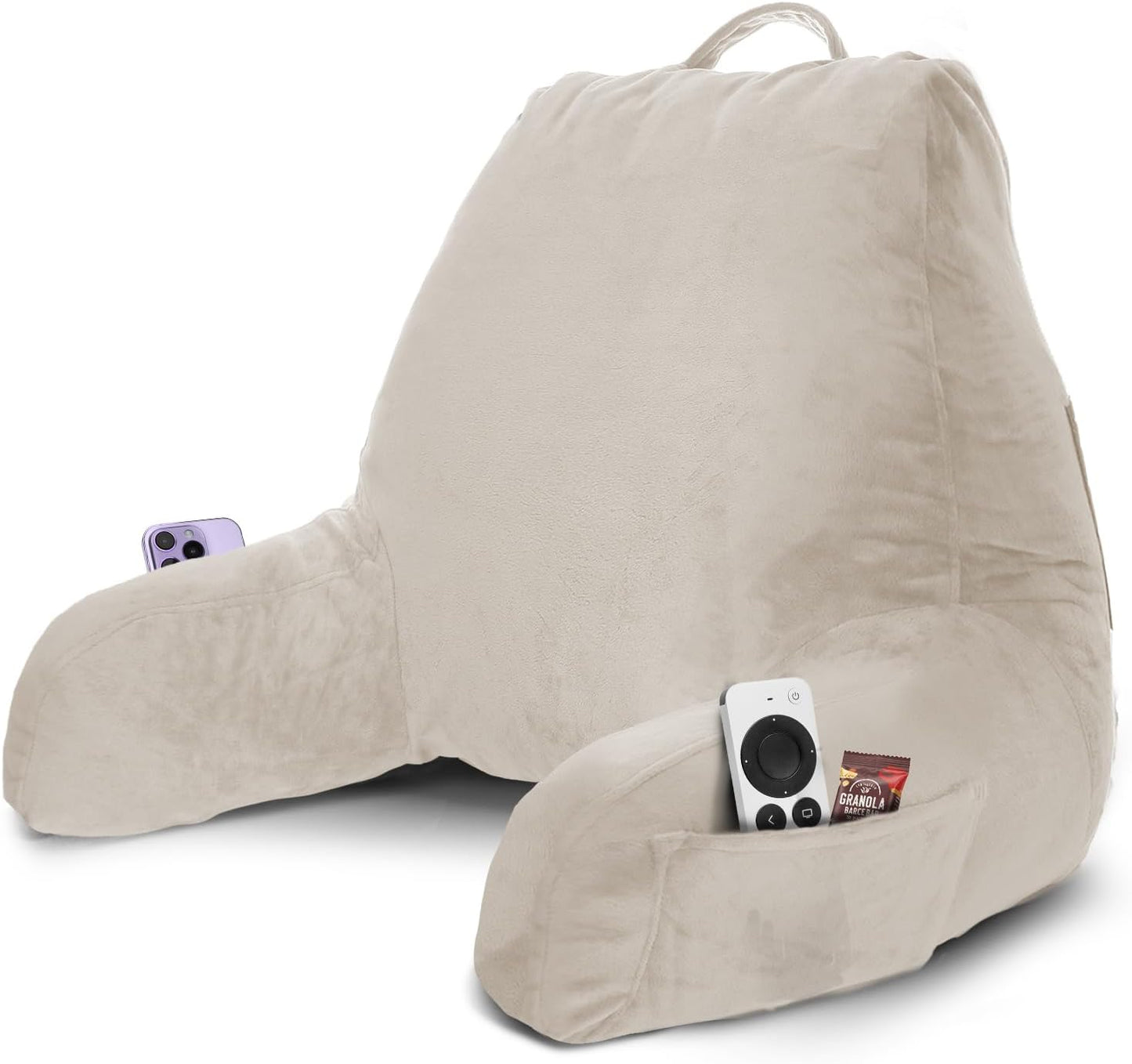 Nestl Reading Pillow with Shredded Memory Foam, Designed for Sitting Up in Bed and Couch, Back and Arms Adjustable Support for Adult & Teens Backrest Pillows for Reading, with Washable Cover Dark Grey