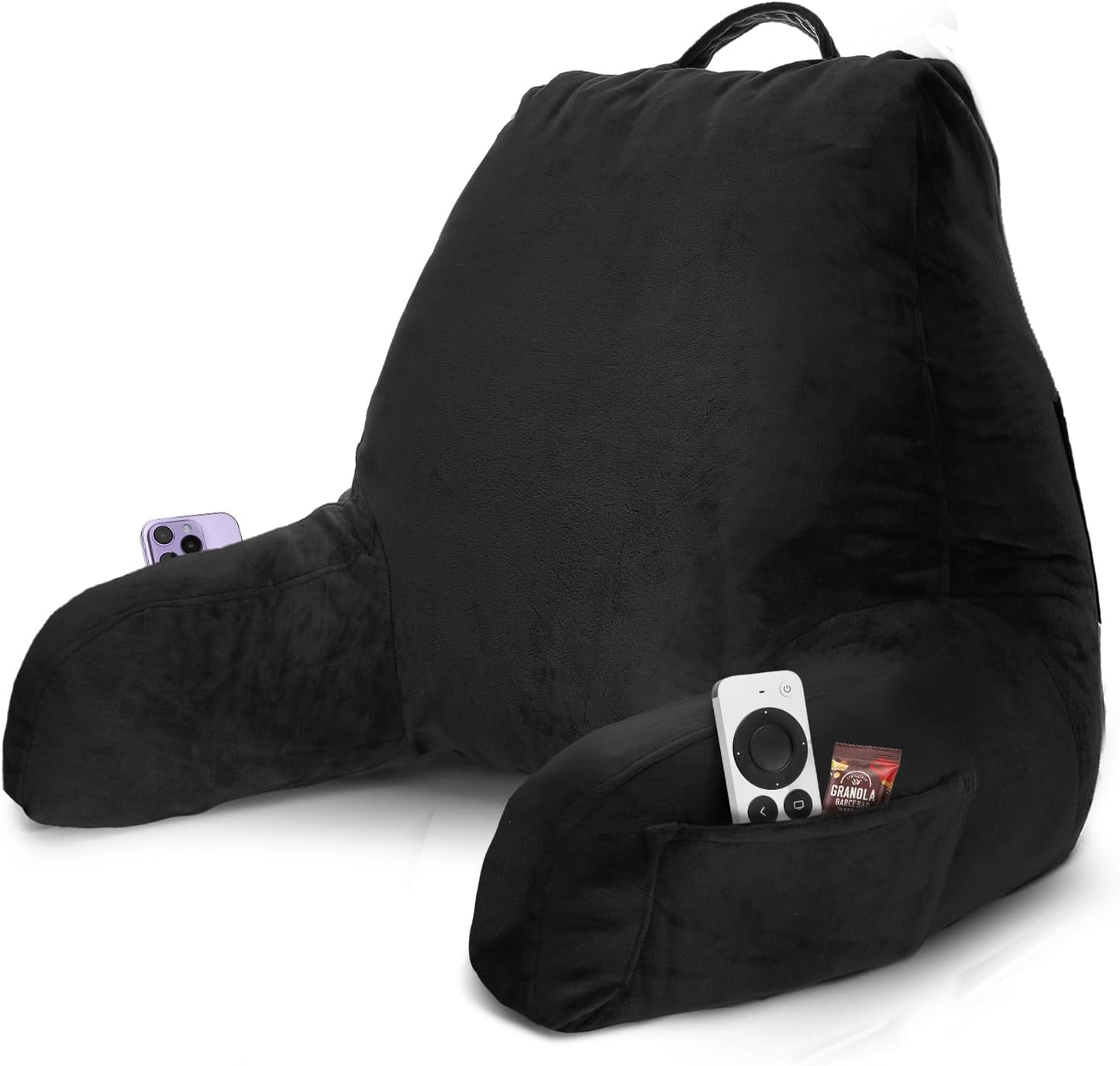Nestl Reading Pillow with Shredded Memory Foam, Designed for Sitting Up in Bed and Couch, Back and Arms Adjustable Support for Adult & Teens Backrest Pillows for Reading, with Washable Cover Dark Grey