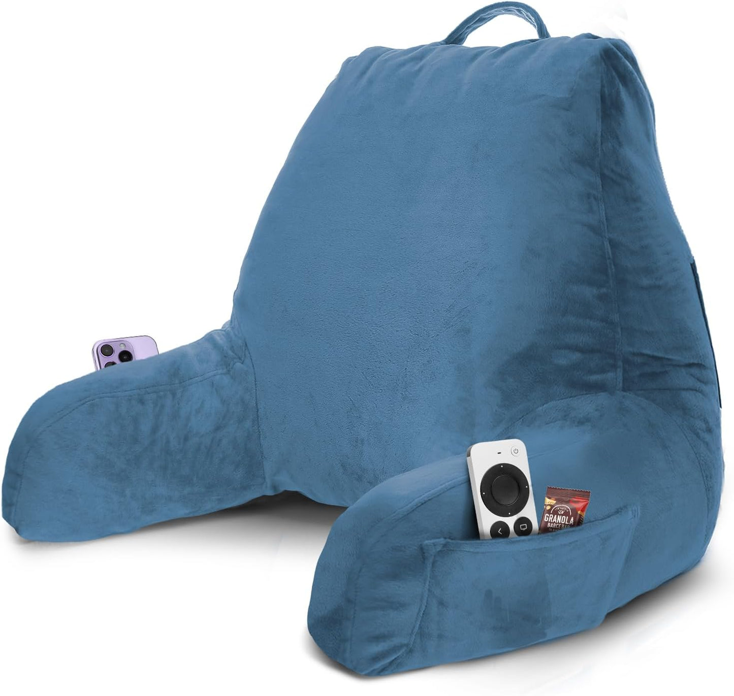 Nestl Reading Pillow with Shredded Memory Foam, Designed for Sitting Up in Bed and Couch, Back and Arms Adjustable Support for Adult & Teens Backrest Pillows for Reading, with Washable Cover Dark Grey