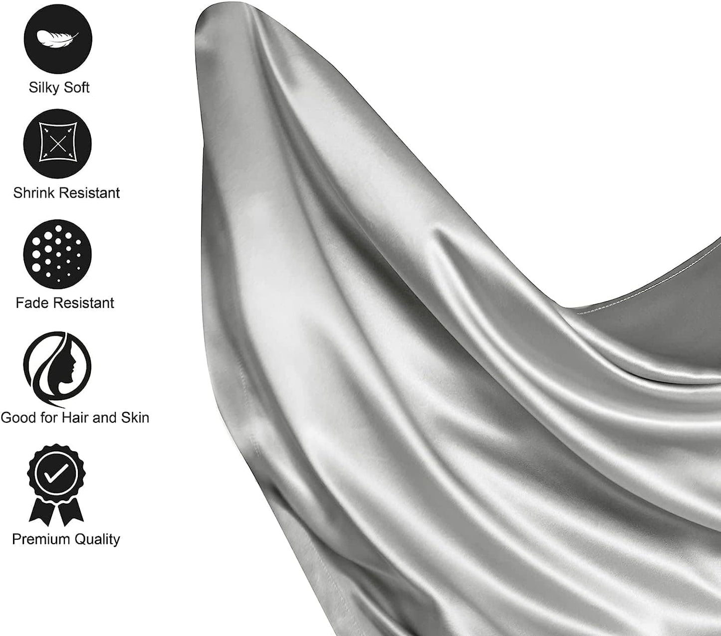 Pure Eco Silk Satin BedSheet Set 4 Piece Full XL Size (54x80)+ 16 Inch Deep Pocket White Color Cooling Soft and Silk Satin Sheets Full XL Size Bedding Set