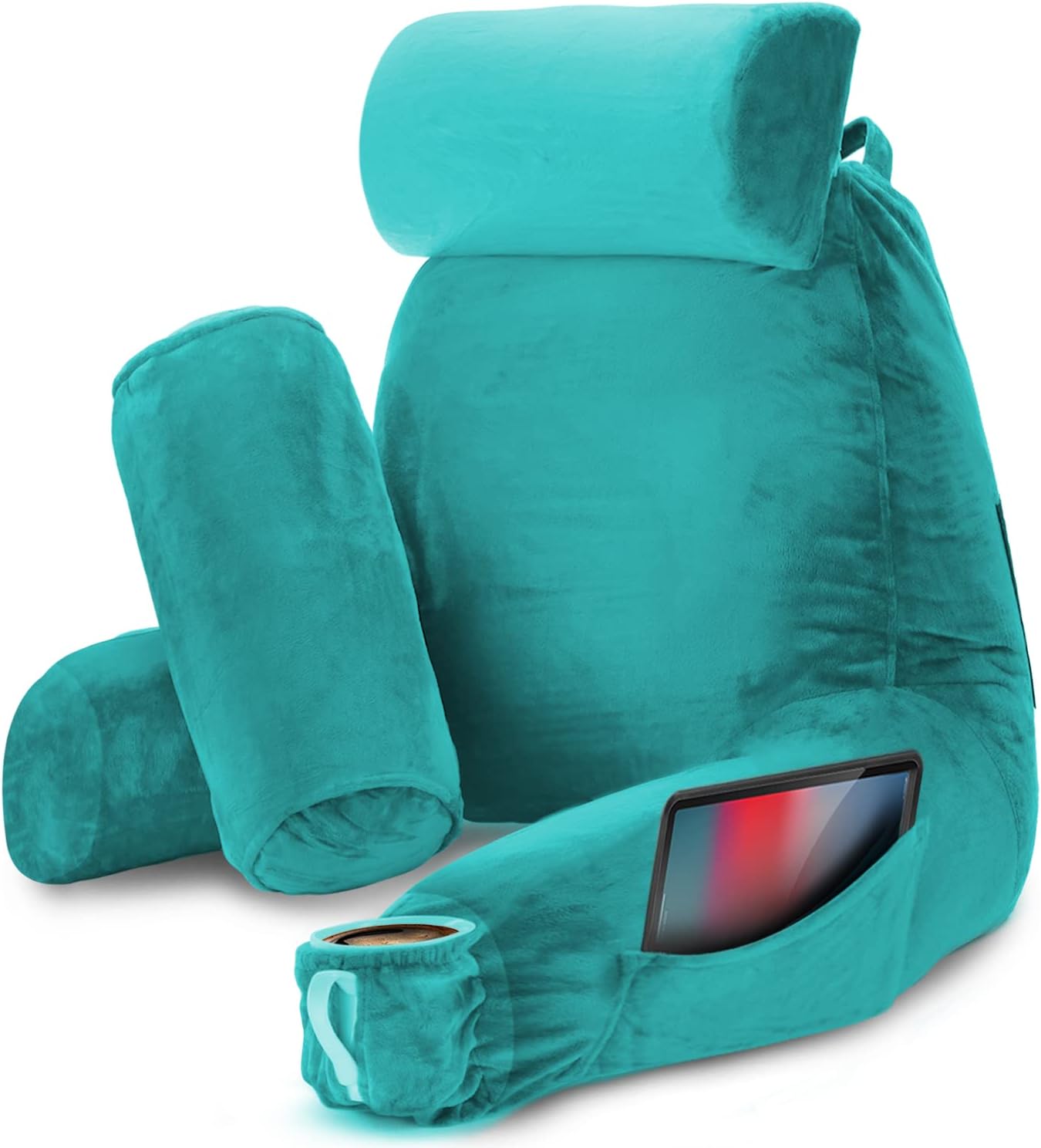 Nestl Reading Pillow with Shredded Memory Foam, Designed for Sitting Up in Bed and Couch, Back and Arms Adjustable Support for Adult & Teens Backrest Pillows for Reading, with Washable Cover Dark Grey