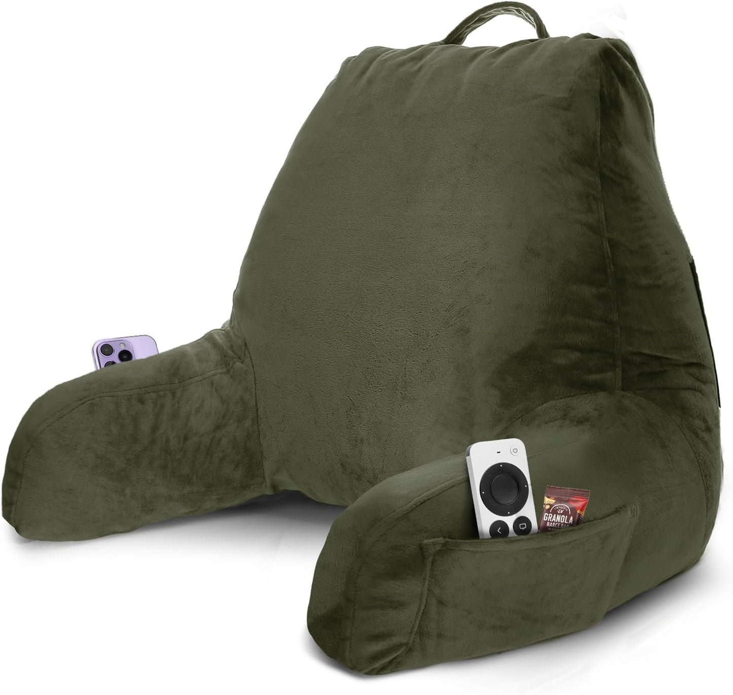 Nestl Reading Pillow with Shredded Memory Foam, Designed for Sitting Up in Bed and Couch, Back and Arms Adjustable Support for Adult & Teens Backrest Pillows for Reading, with Washable Cover Dark Grey