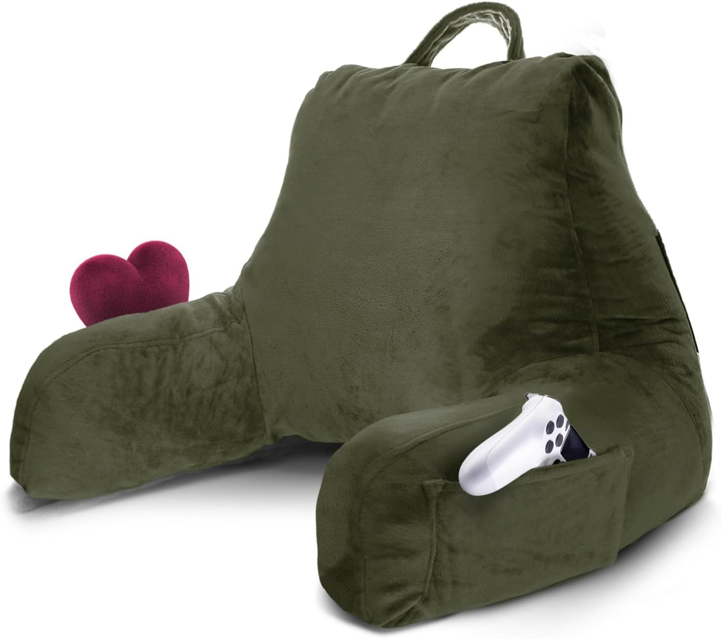 Nestl Reading Pillow with Shredded Memory Foam, Designed for Sitting Up in Bed and Couch, Back and Arms Adjustable Support for Adult & Teens Backrest Pillows for Reading, with Washable Cover Dark Grey