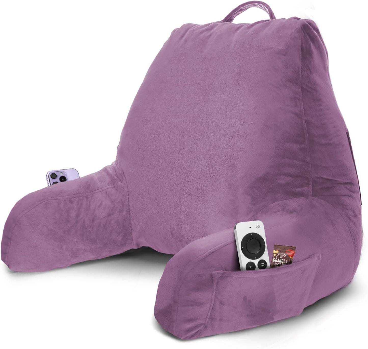 Nestl Reading Pillow with Shredded Memory Foam, Designed for Sitting Up in Bed and Couch, Back and Arms Adjustable Support for Adult & Teens Backrest Pillows for Reading, with Washable Cover Dark Grey