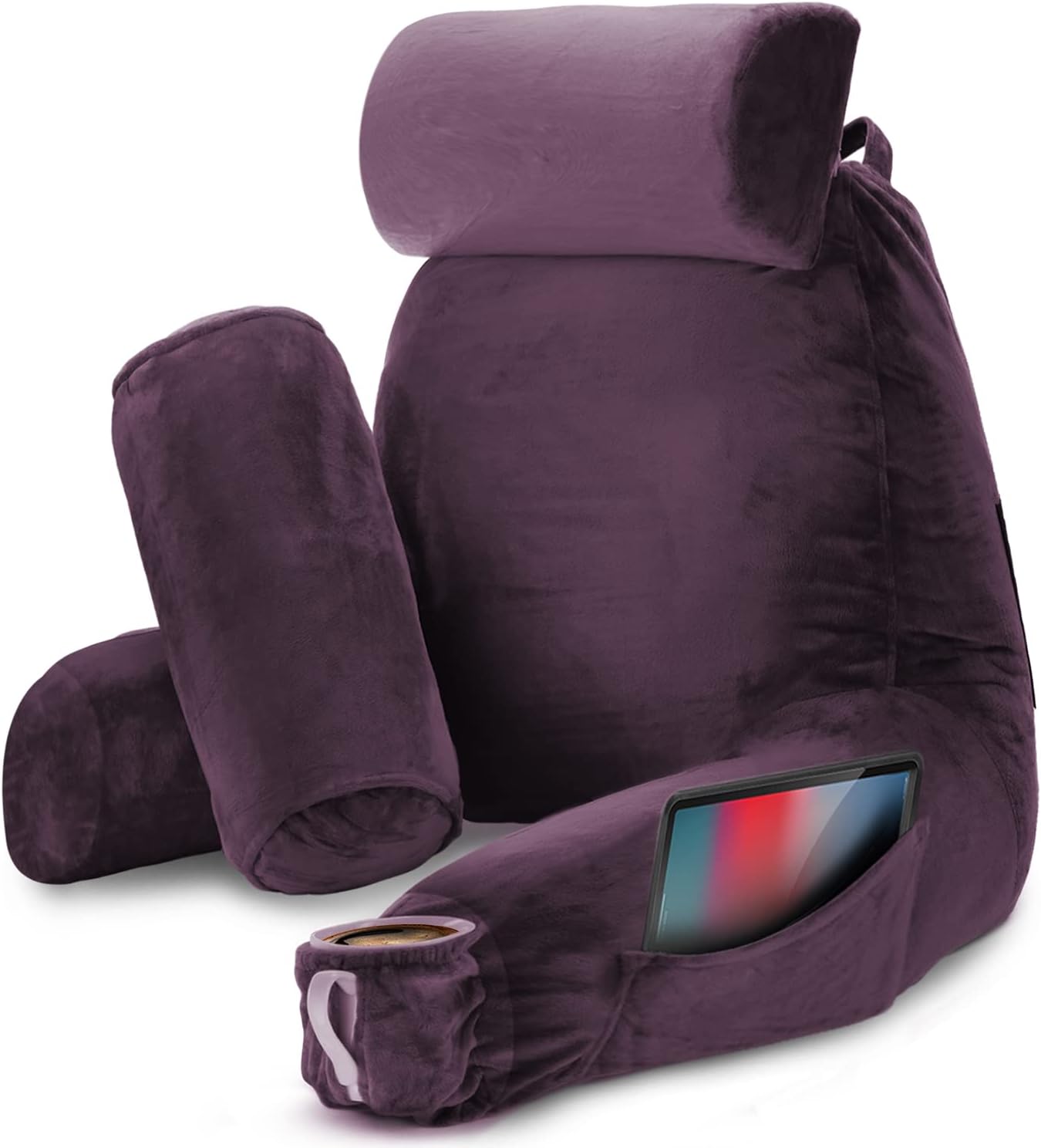 Nestl Reading Pillow with Shredded Memory Foam, Designed for Sitting Up in Bed and Couch, Back and Arms Adjustable Support for Adult & Teens Backrest Pillows for Reading, with Washable Cover Dark Grey
