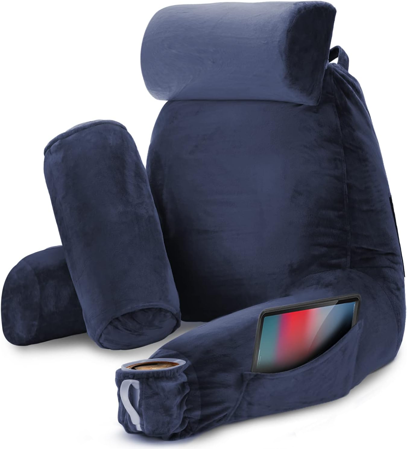 Nestl Reading Pillow with Shredded Memory Foam, Designed for Sitting Up in Bed and Couch, Back and Arms Adjustable Support for Adult & Teens Backrest Pillows for Reading, with Washable Cover Dark Grey
