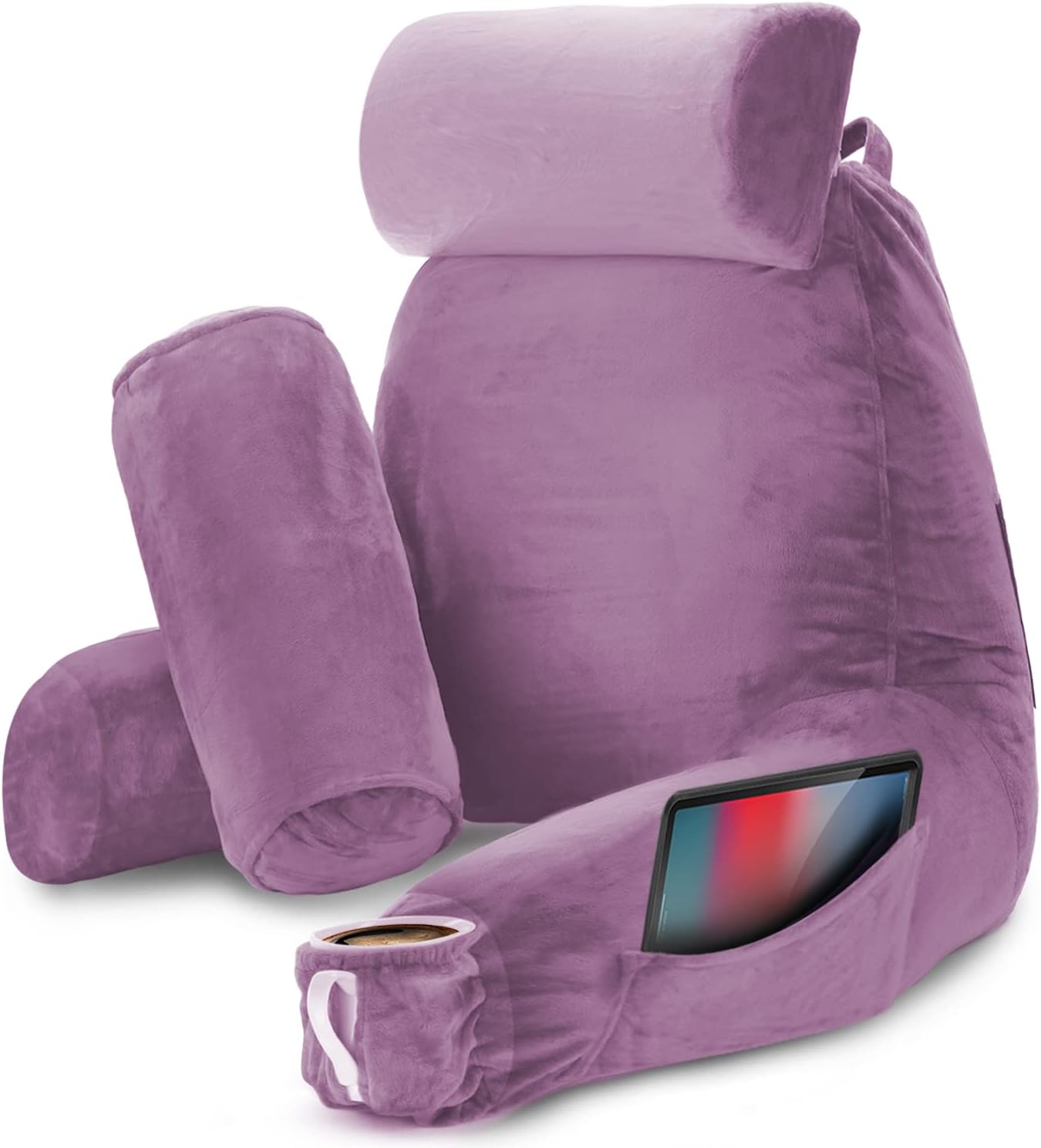 Nestl Reading Pillow with Shredded Memory Foam, Designed for Sitting Up in Bed and Couch, Back and Arms Adjustable Support for Adult & Teens Backrest Pillows for Reading, with Washable Cover Dark Grey