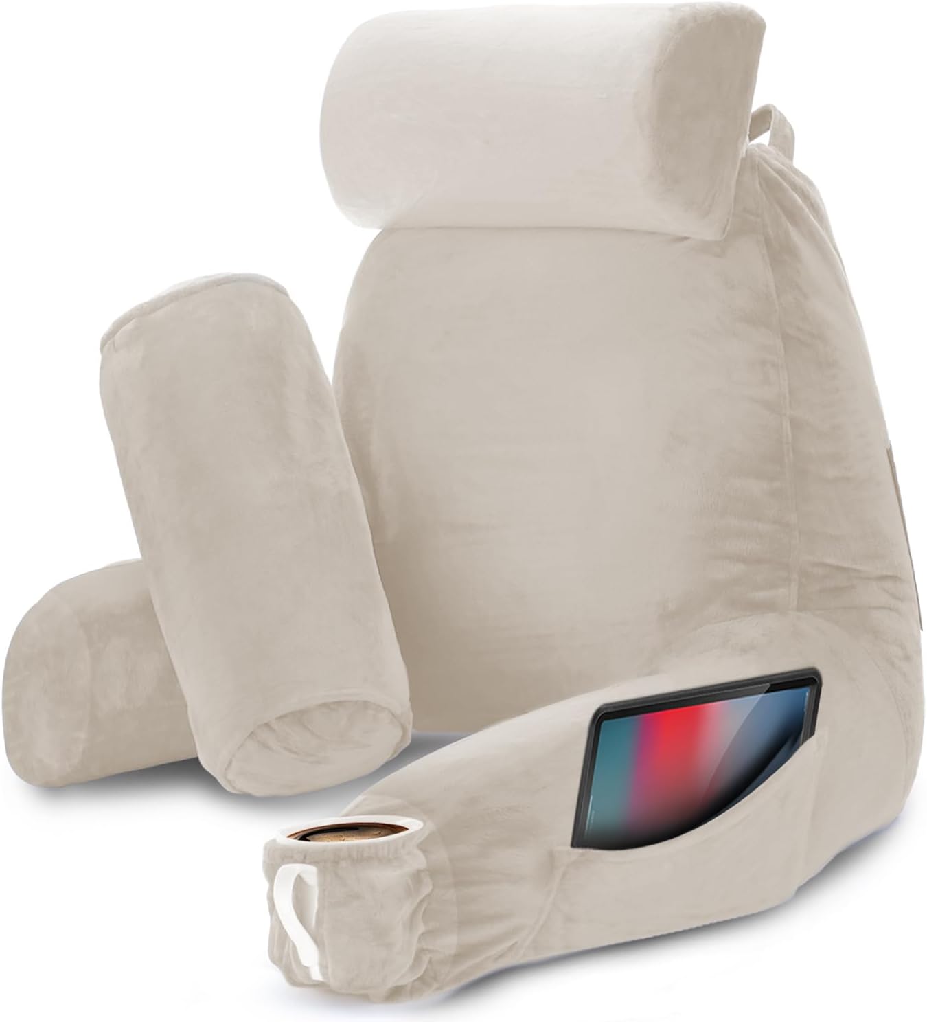 Nestl Reading Pillow with Shredded Memory Foam, Designed for Sitting Up in Bed and Couch, Back and Arms Adjustable Support for Adult & Teens Backrest Pillows for Reading, with Washable Cover Dark Grey