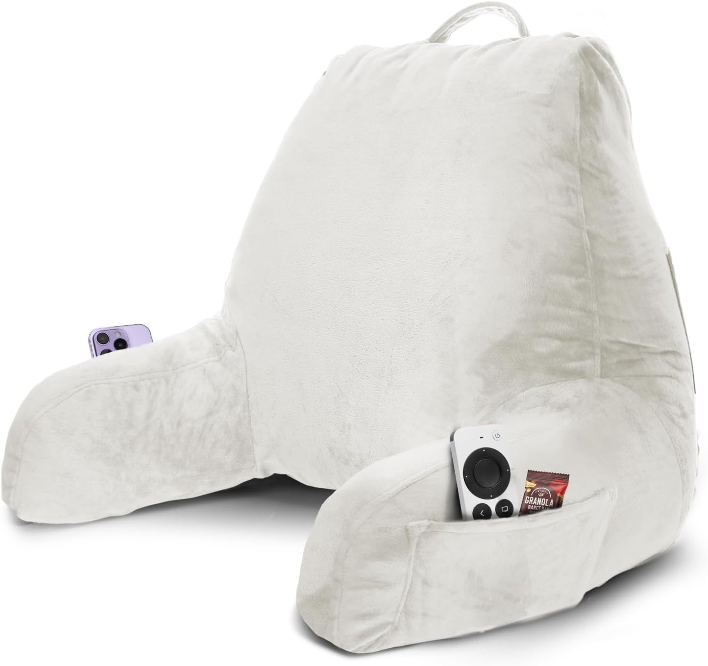 Nestl Reading Pillow with Shredded Memory Foam, Designed for Sitting Up in Bed and Couch, Back and Arms Adjustable Support for Adult & Teens Backrest Pillows for Reading, with Washable Cover Dark Grey