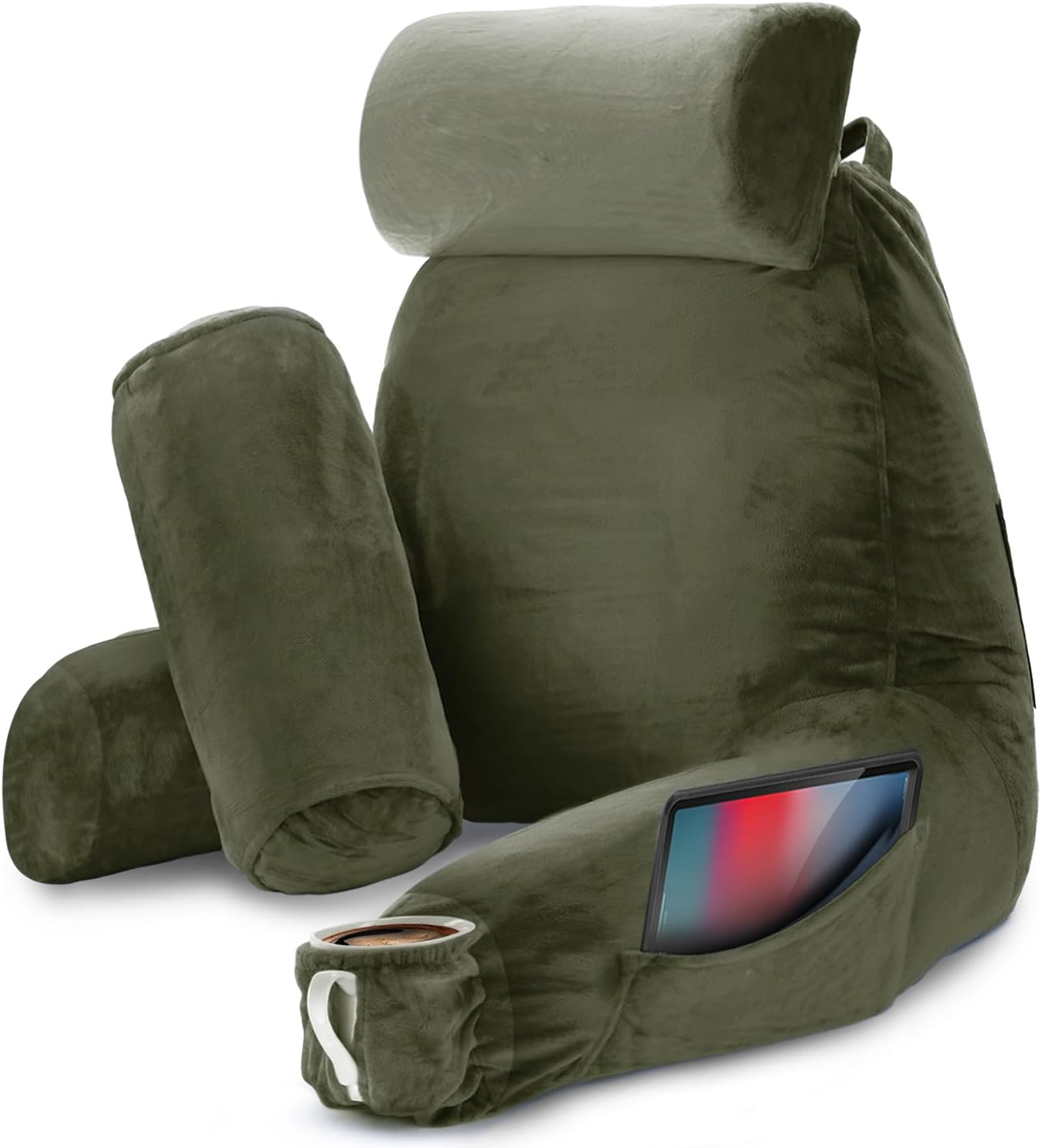 Nestl Reading Pillow with Shredded Memory Foam, Designed for Sitting Up in Bed and Couch, Back and Arms Adjustable Support for Adult & Teens Backrest Pillows for Reading, with Washable Cover Dark Grey