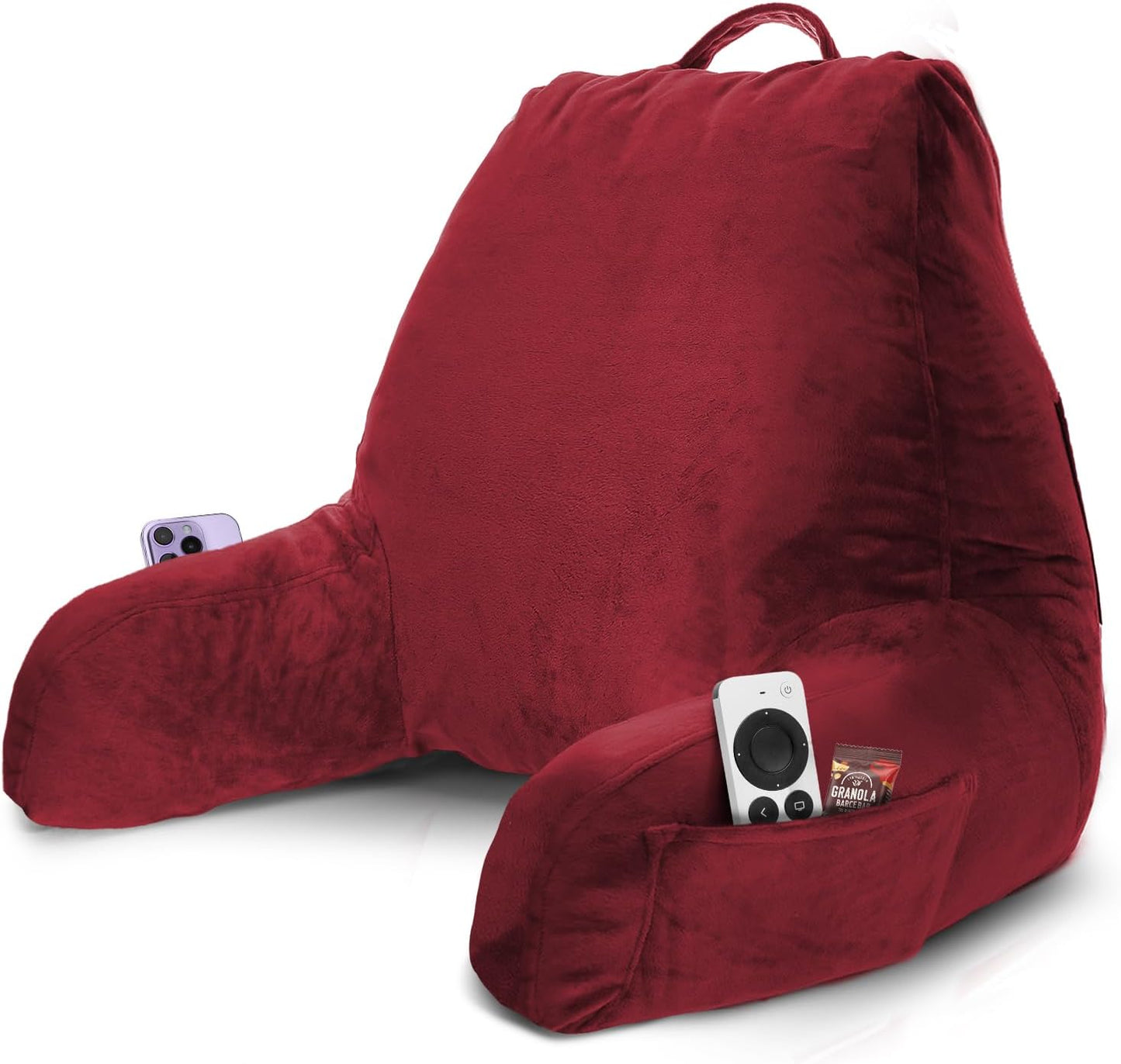 Nestl Reading Pillow with Shredded Memory Foam, Designed for Sitting Up in Bed and Couch, Back and Arms Adjustable Support for Adult & Teens Backrest Pillows for Reading, with Washable Cover Dark Grey