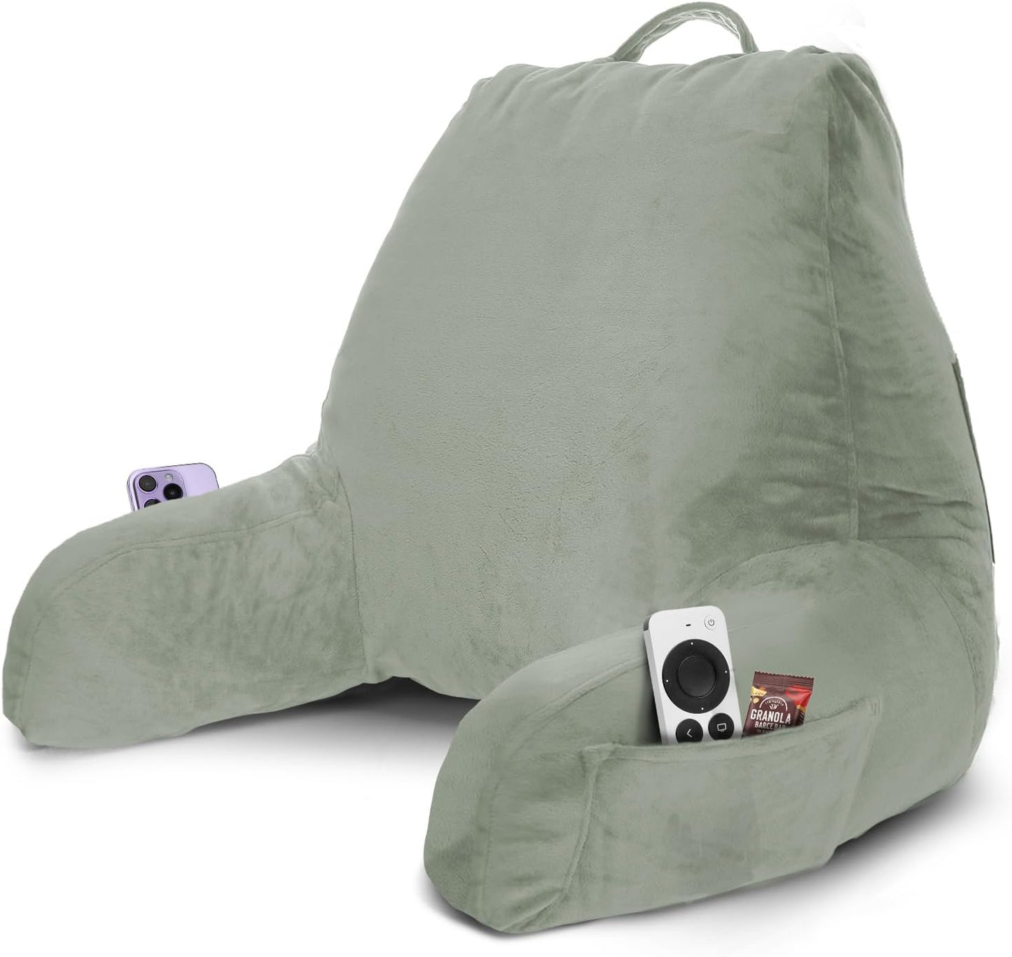 Nestl Reading Pillow with Shredded Memory Foam, Designed for Sitting Up in Bed and Couch, Back and Arms Adjustable Support for Adult & Teens Backrest Pillows for Reading, with Washable Cover Dark Grey