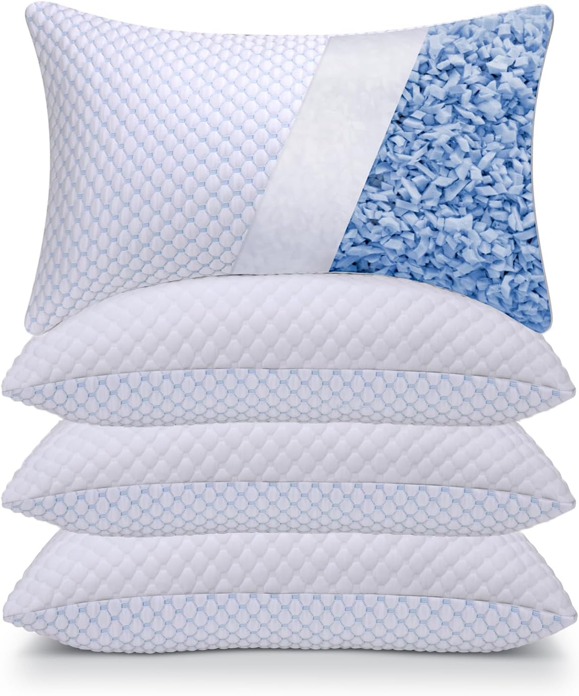 OSBED Cooling Adjustable Shredded Memory Foam Pillows Queen Size Set of 2 - Temperature-Regulating for All Sleepers with Dual Airflow Ventilation(CertiPUR-US & Hypoallergenic & Machine Washable)