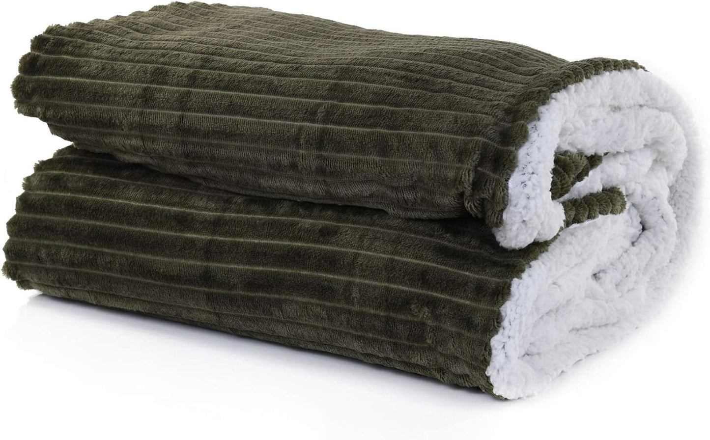 Mintra Home Sherpa Stripe Flannel Throw Blanket (Coral, 70in x 86in (Large))