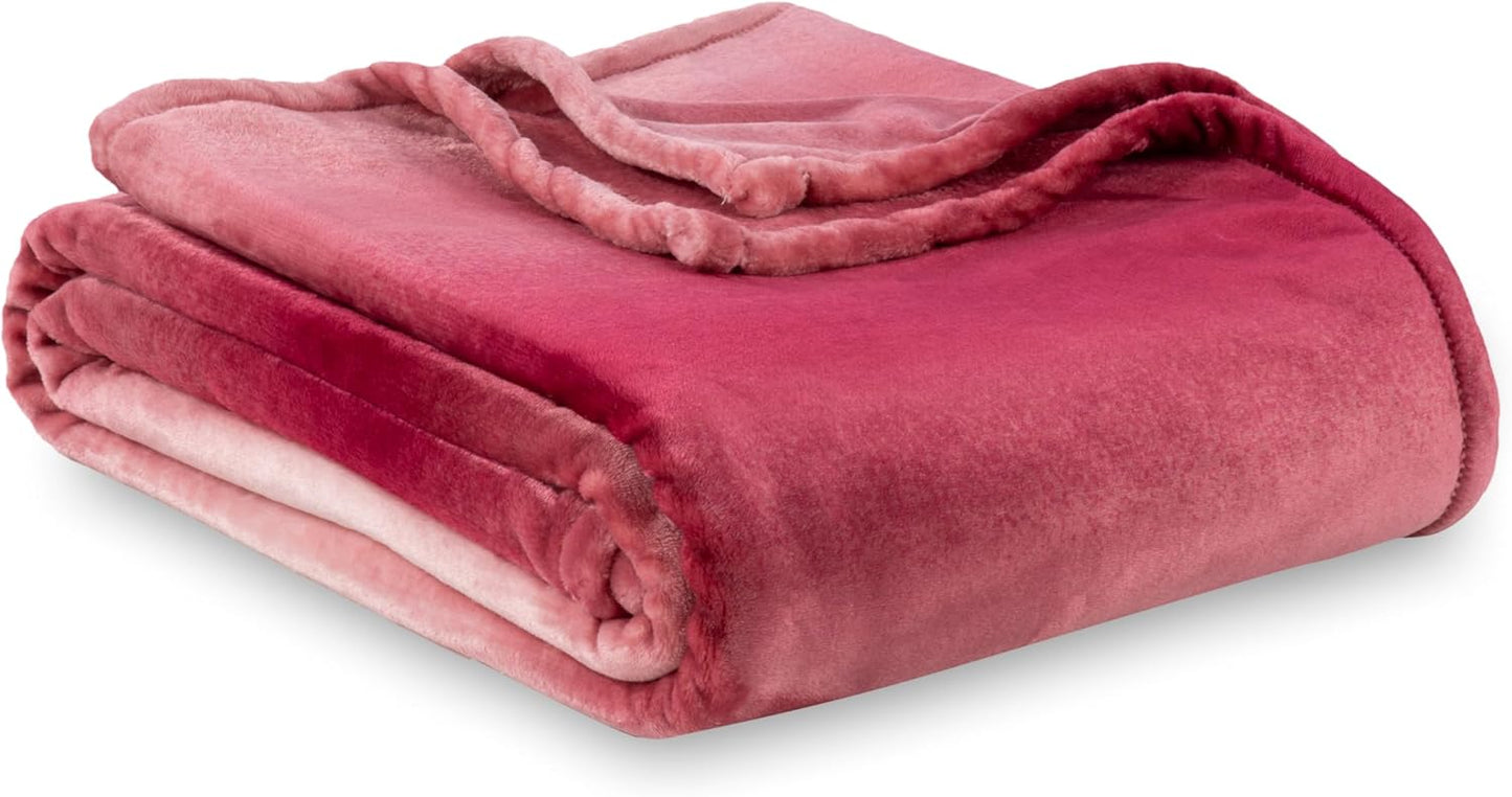 Berkshire Blanket-Classic Heavyweight Soft Printed VelvetLoft® Plush Blanket, Full/Queen Size Soft Fuzzy Warm Blanket for Couch Sofa Bed, Stripe Cream, 90in x 90in