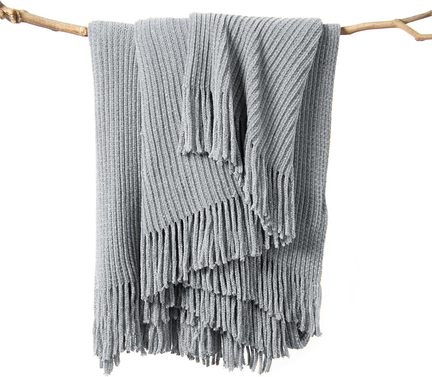 lifein Throw Blanket for Couch, Soft Boho Decor Bed Throw,Cozy White Chenille Knitted Small Farmhouse Lightweight Throw for Spring(White/Cream,50 * 60")