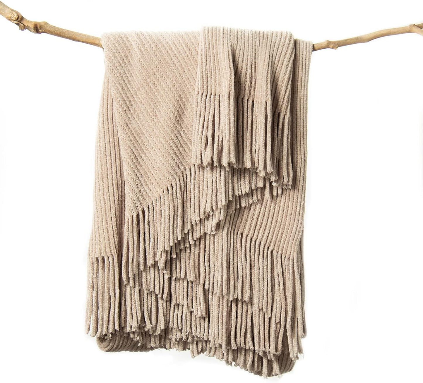 lifein Throw Blanket for Couch, Soft Boho Decor Bed Throw,Cozy White Chenille Knitted Small Farmhouse Lightweight Throw for Spring(White/Cream,50 * 60")