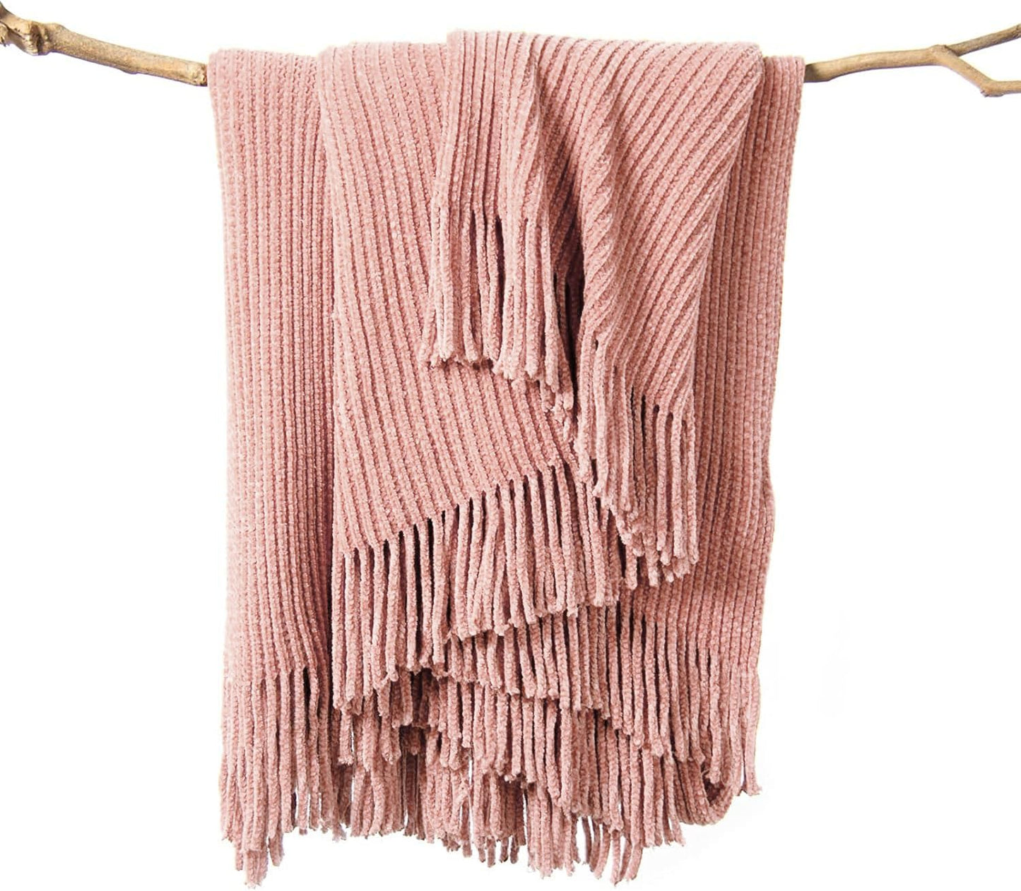 lifein Throw Blanket for Couch, Soft Boho Decor Bed Throw,Cozy White Chenille Knitted Small Farmhouse Lightweight Throw for Spring(White/Cream,50 * 60")