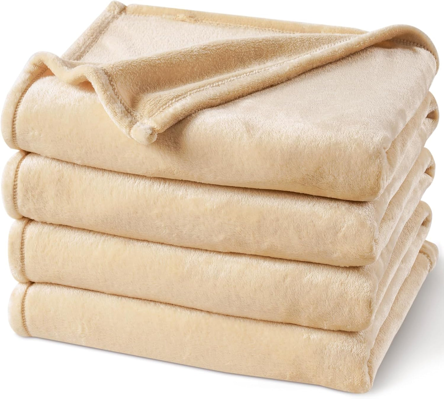 PHF Ultra Soft Fleece Blanket Twin Size, No Shed No Pilling Luxury Plush Cozy 300GSM Lightweight Blanket for Bed, Couch, Chair, Sofa Suitable for All Season, 66" x 90", Khaki