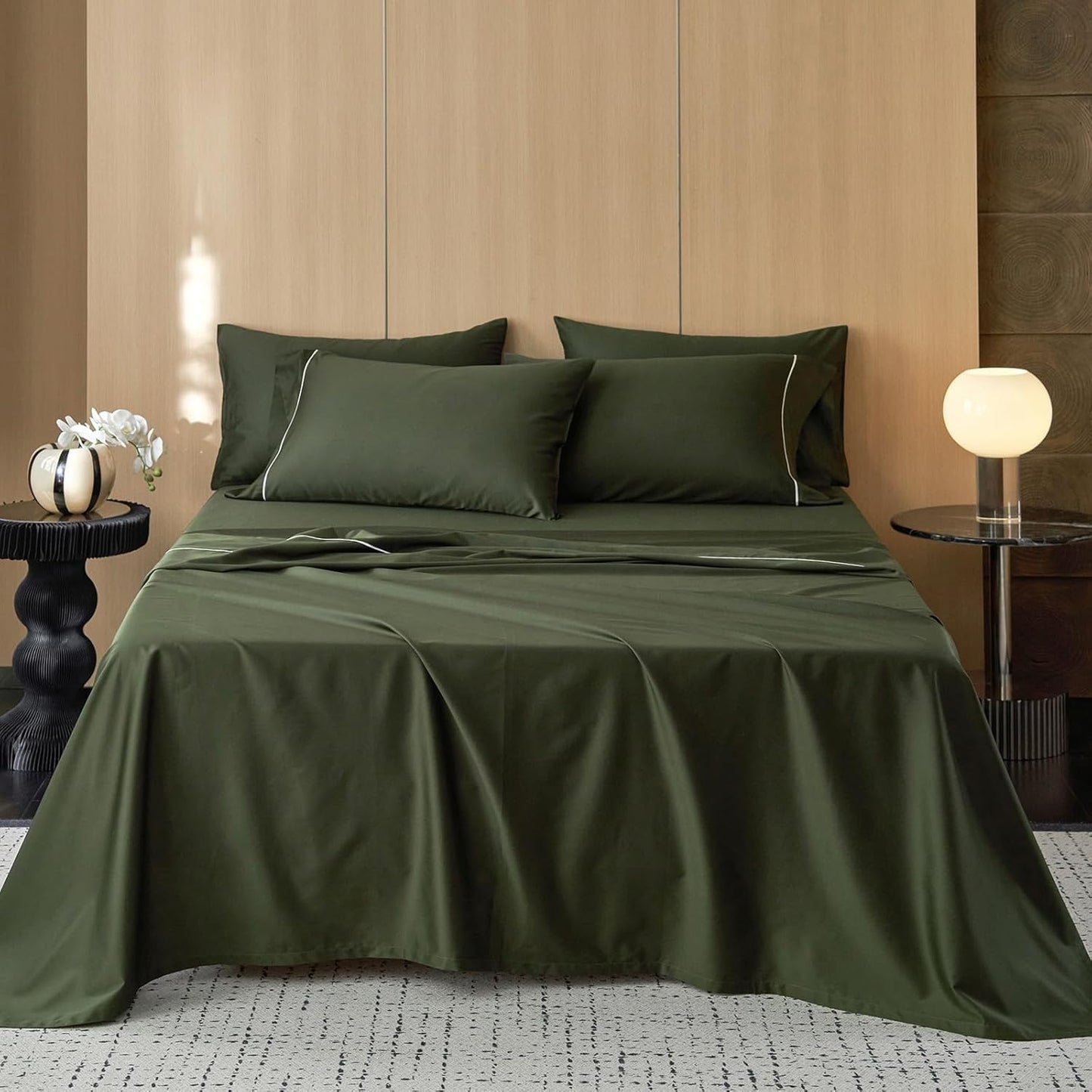MooMee Queen Sheet Set, 100% Extra Long Staple Cotton 600TC Sateen Weave Cooling Breathable Silky Soft Luxury Hotel Quality Bed Sheets with 17" Deep Pocket - 4 Piece (Blueish Grey, Queen)