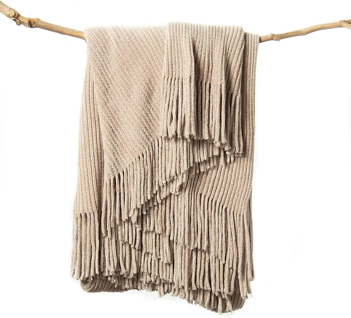 lifein Throw Blanket for Couch, Soft Boho Decor Bed Throw,Cozy White Chenille Knitted Small Farmhouse Lightweight Throw for Spring(White/Cream,50 * 60")