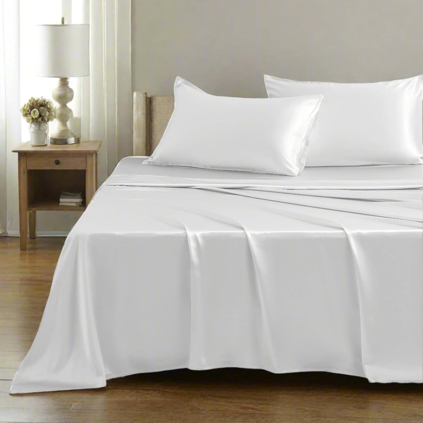 Mulberry Park 100% Pure Mulberry Silk 4-Piece Sheet Set - 19 Momme, Grade 6A - Oeko-TEX Certified - Black, King