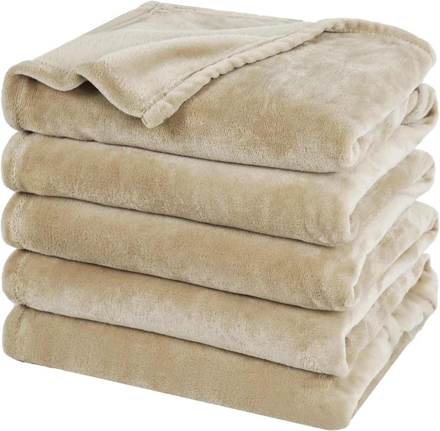 PHF Ultra Soft Fleece Blanket Twin Size, No Shed No Pilling Luxury Plush Cozy 300GSM Lightweight Blanket for Bed, Couch, Chair, Sofa Suitable for All Season, 66" x 90", Khaki