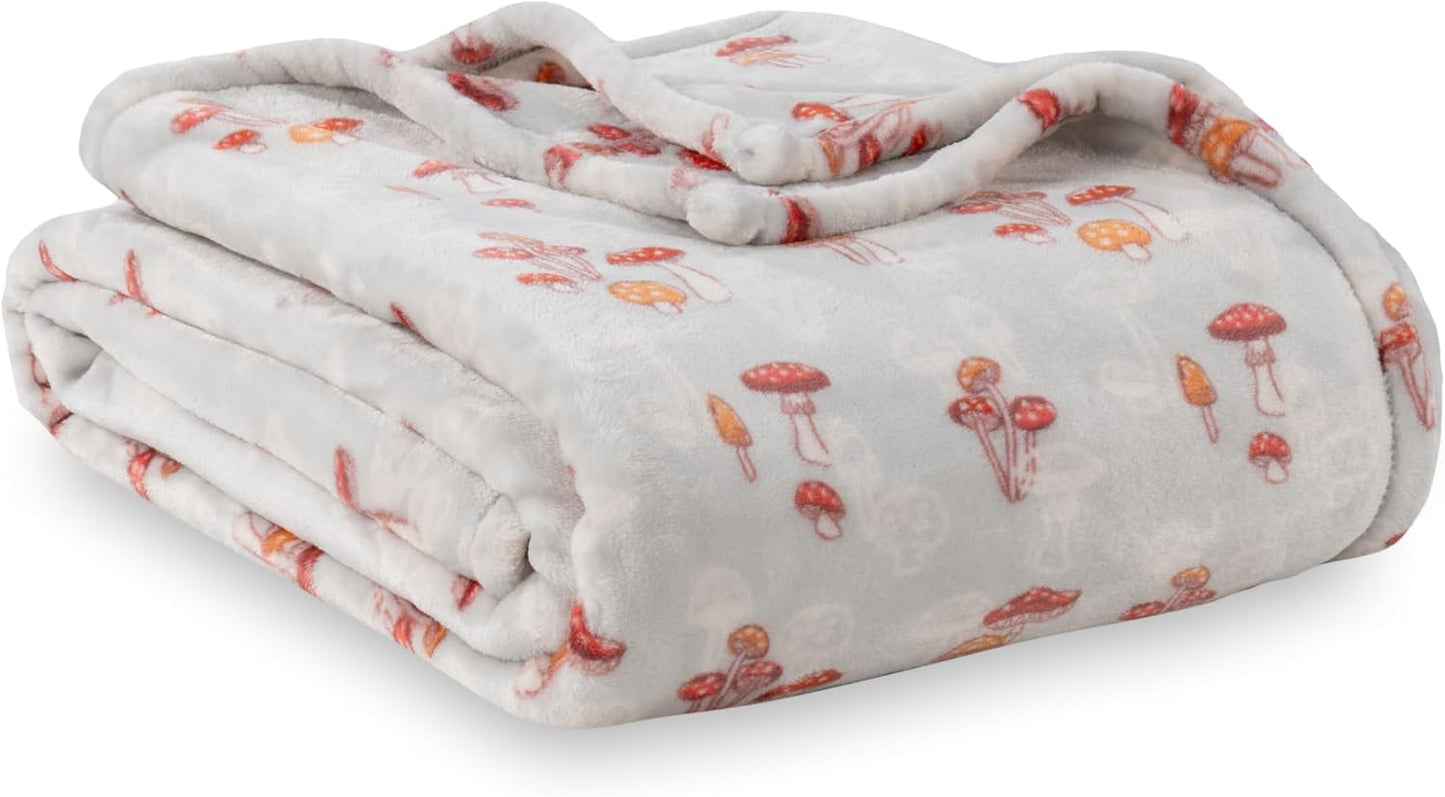 Berkshire Blanket-Classic Heavyweight Soft Printed VelvetLoft® Plush Blanket, Full/Queen Size Soft Fuzzy Warm Blanket for Couch Sofa Bed, Stripe Cream, 90in x 90in