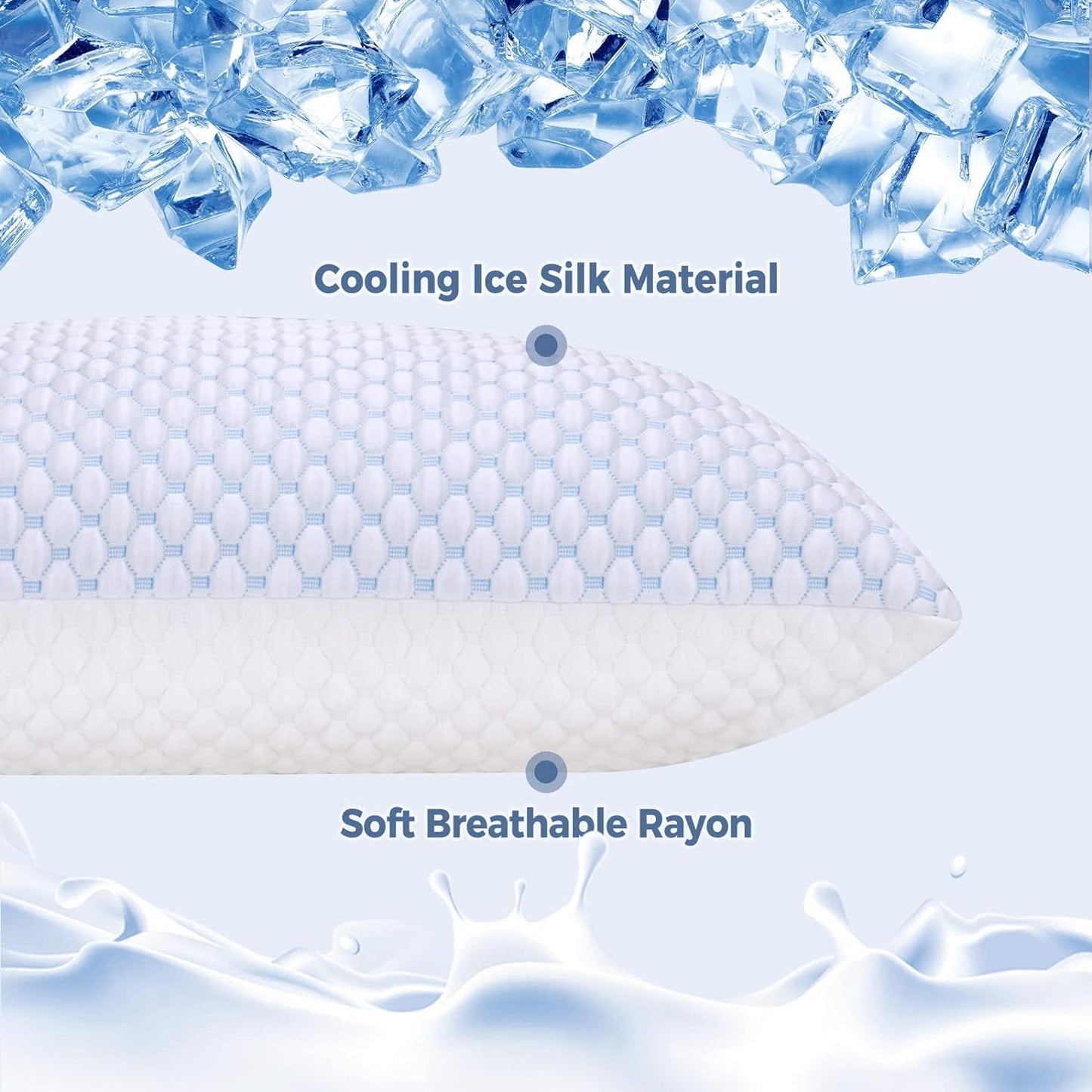 OSBED Cooling Adjustable Shredded Memory Foam Pillows Queen Size Set of 2 - Temperature-Regulating for All Sleepers with Dual Airflow Ventilation(CertiPUR-US & Hypoallergenic & Machine Washable)