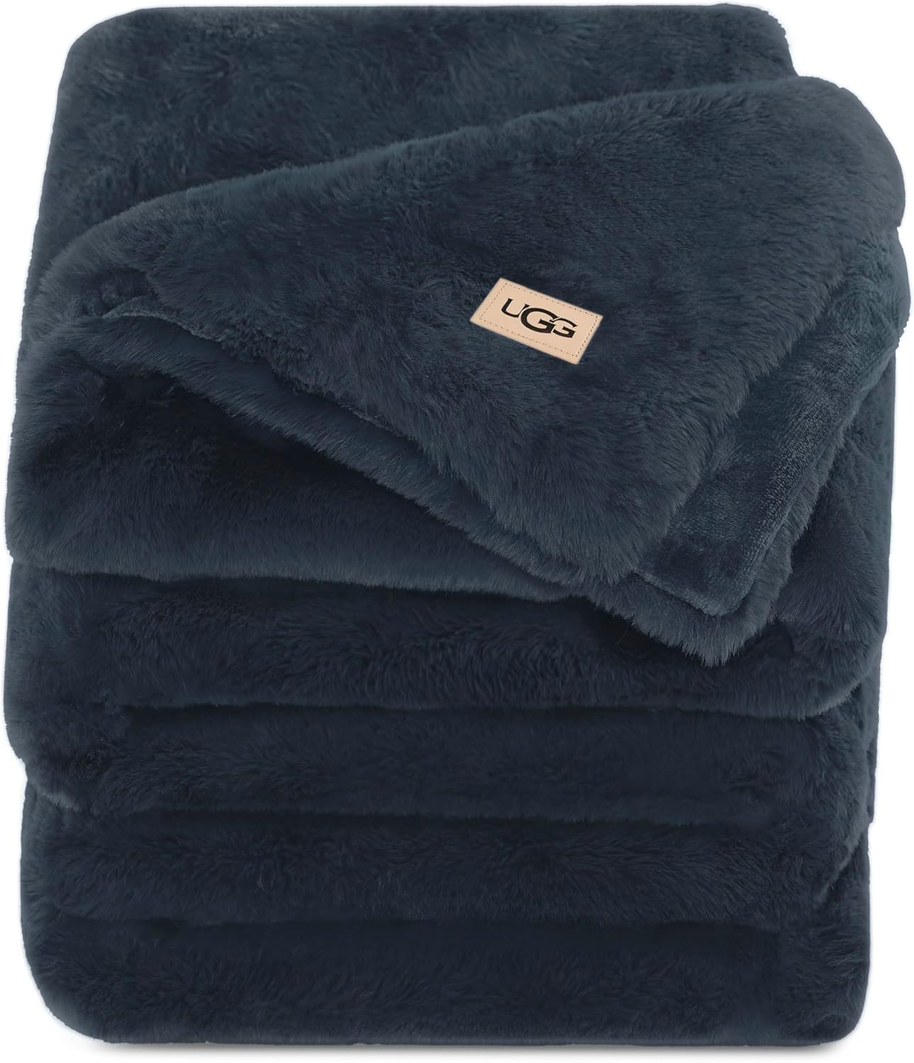 UGG Euphoria Plush Faux Fur Throw Blanket Medium Weight Reversible Luxury Soft Throw for Couch Bed or Chair Hypoallergenic Machine Washable Home Decor Fluffy Blanket, 50-inch x 70-inch, White Snow