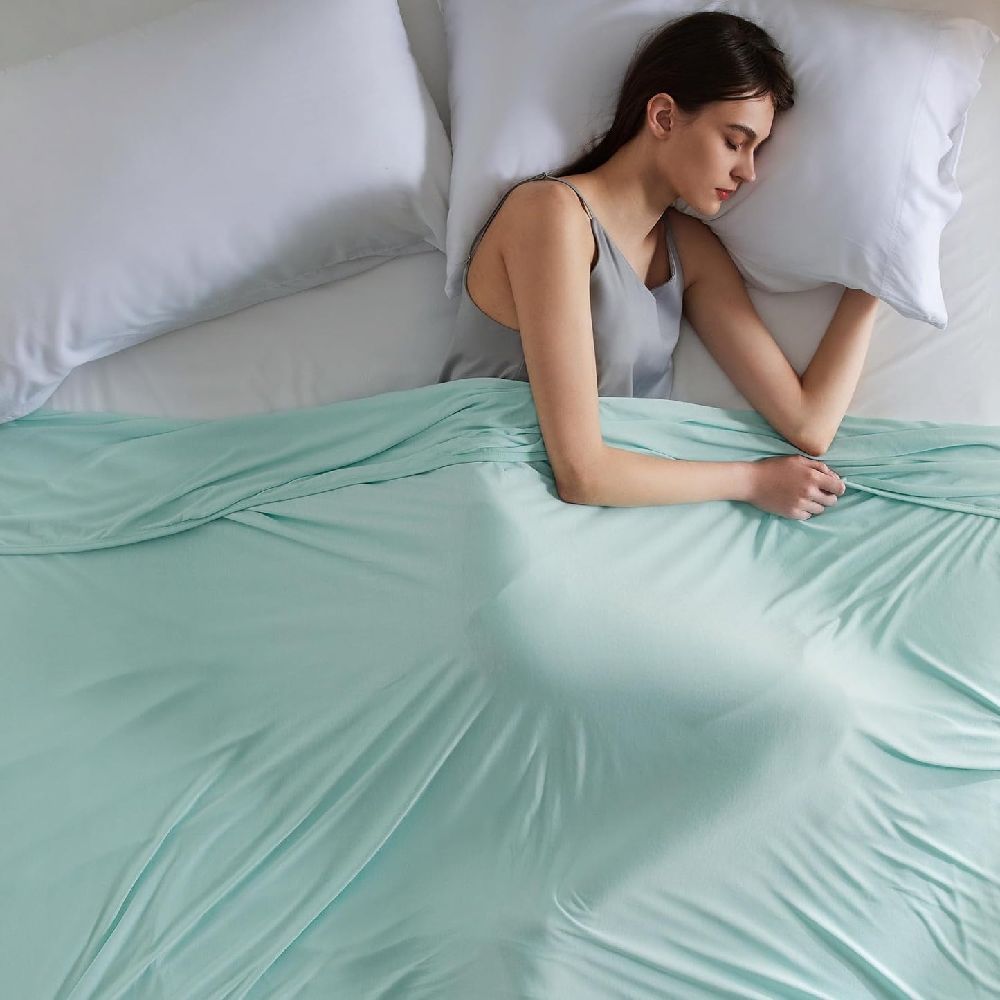 Bedsure Cooling Blanket for Hot Sleepers - Cold Blanket Queen Size for Sleeping, Ice Summer Cool Bedding with Rayon Derived from Bamboo, Lightweight Arc-Chill Thin Room Bed Cooling Essentials, 90x90