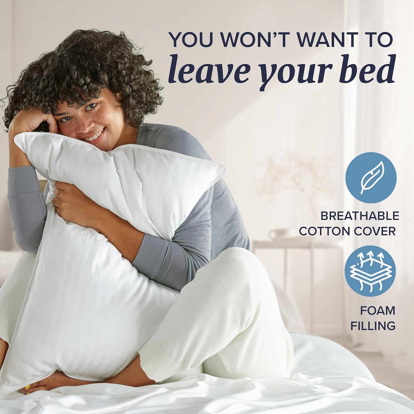 Beckham Hotel Collection King Size Memory Foam (Adjustable Fill) Bed Pillows Set of 2 - Cooling Shredded Foam Pillow for Back, Stomach or Side Sleepers