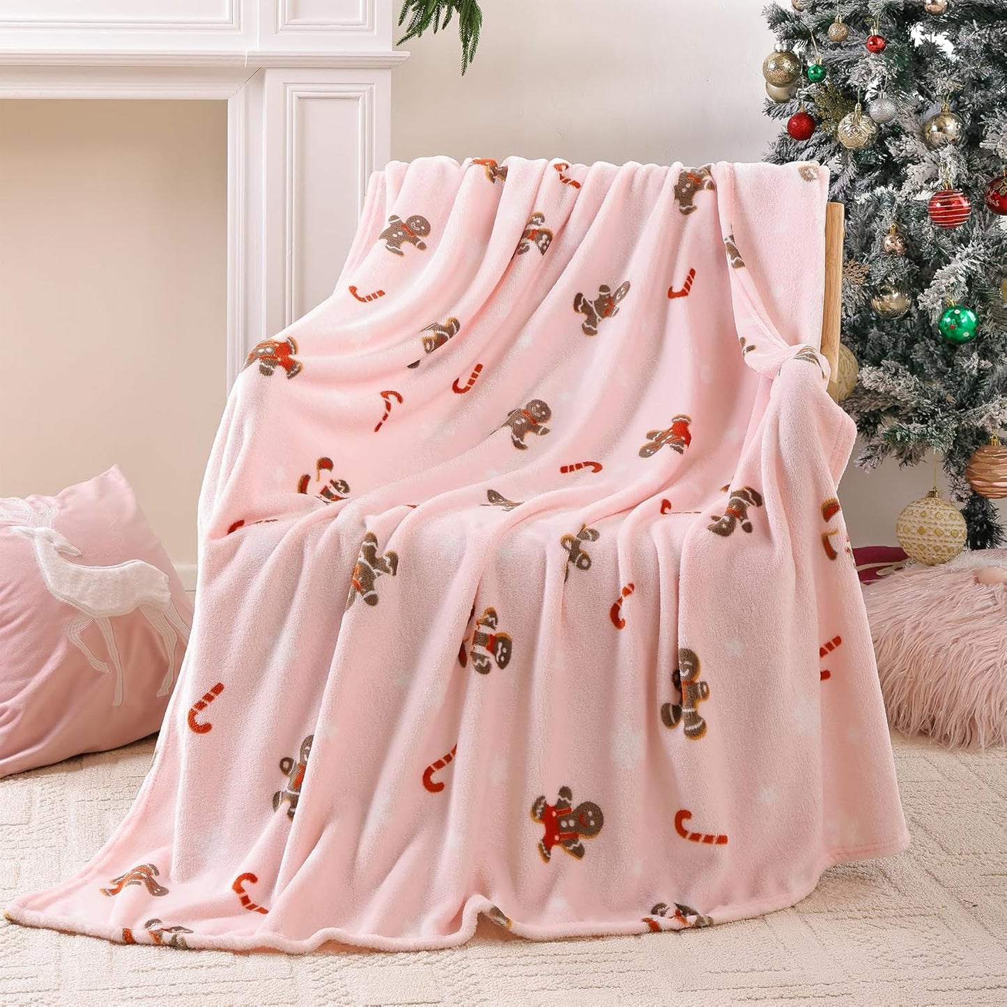Fleece Throw Blanket for Couch, Luxury Plush Cozy Fuzzy Blankets Microfiber, Super Soft, Warm, Lightweight, Sofa, Travel, Camping, All Seasons Suitable, 50x60 Inches