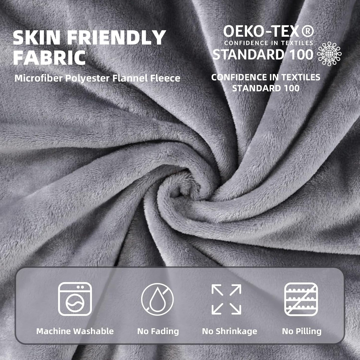 Fleece Throw Blanket for Couch, Luxury Plush Cozy Fuzzy Blankets Microfiber, Super Soft, Warm, Lightweight, Sofa, Travel, Camping, All Seasons Suitable, 50x60 Inches