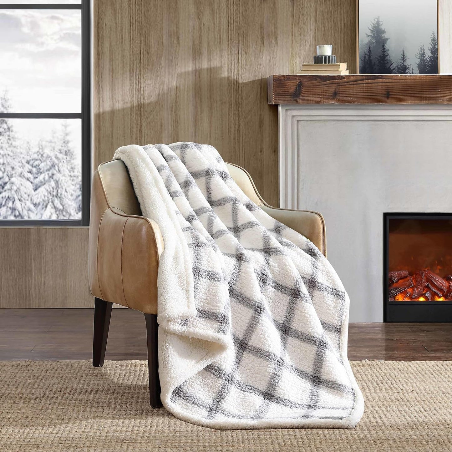 Eddie Bauer - Blanket, Super Soft Reversible Sherpa & Brushed Fleece Bedding, Throw Blankets for Couch, Ideal for Lounging (Clyde Hill Stripe)