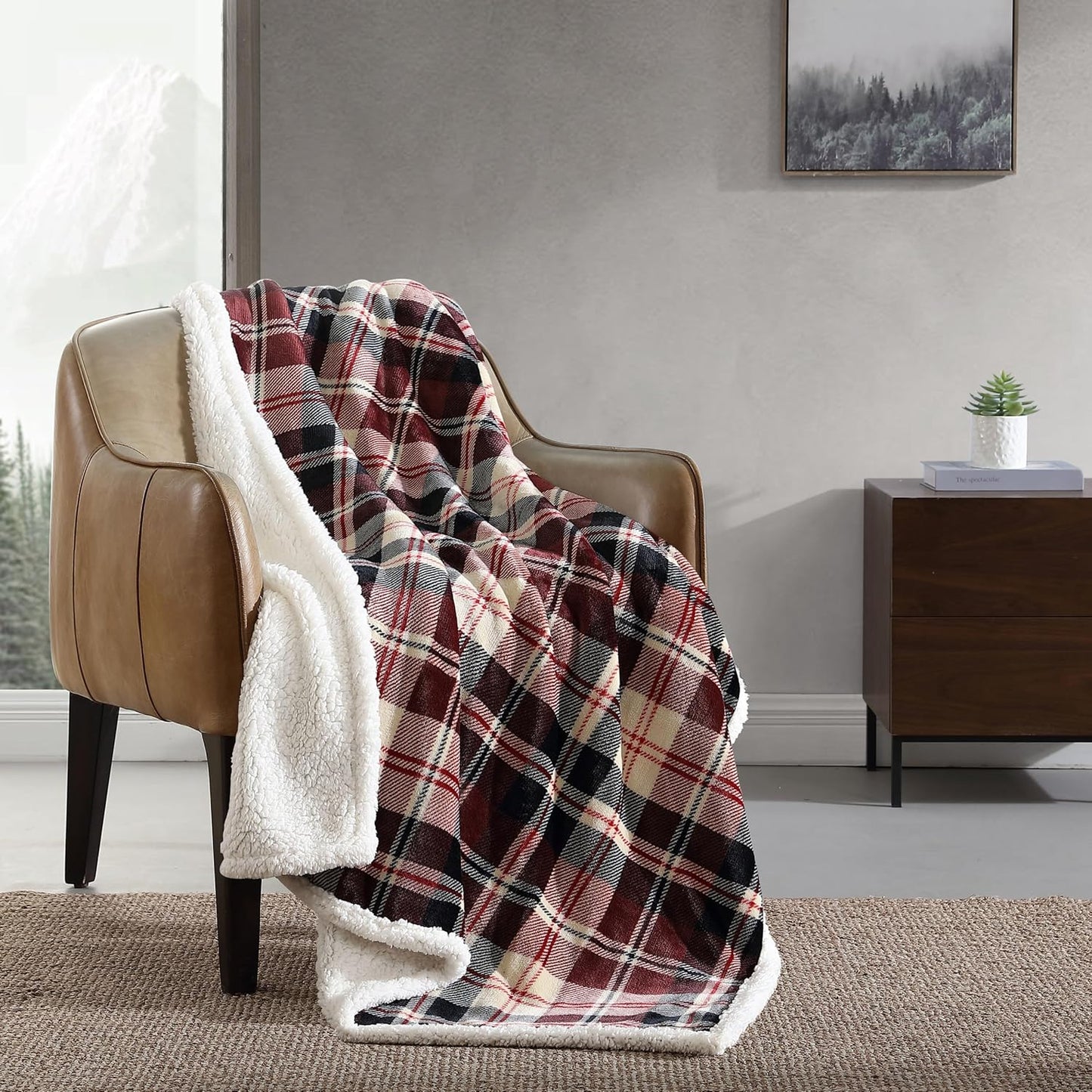 Eddie Bauer - Blanket, Super Soft Reversible Sherpa & Brushed Fleece Bedding, Throw Blankets for Couch, Ideal for Lounging (Clyde Hill Stripe)